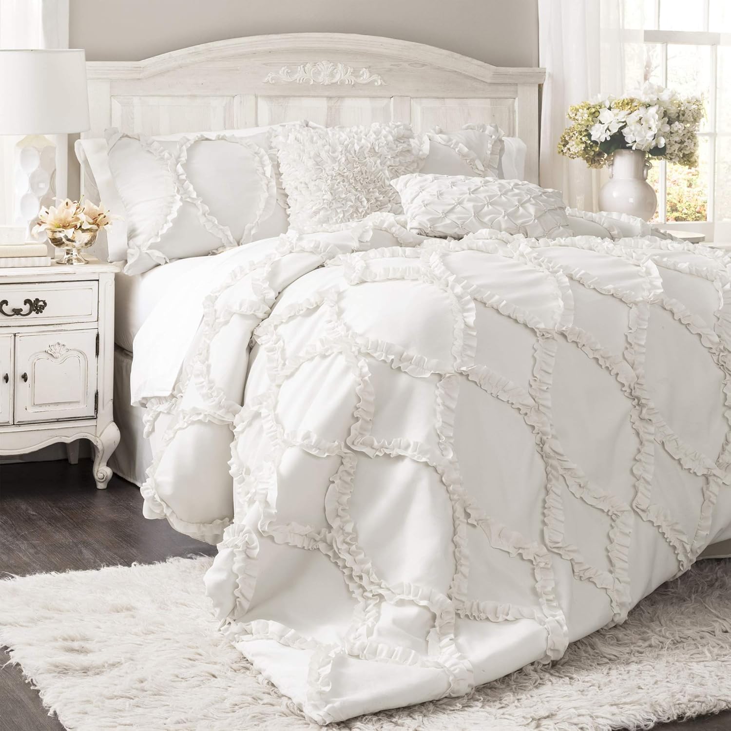 Lush Decor Avon Set Biancheria da Letto 3 Pezzi, Bianco - immagine 1
