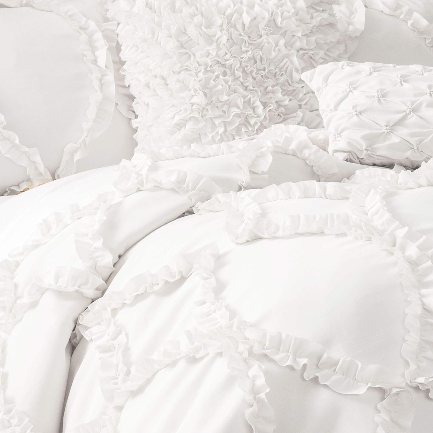 Lush Decor Avon Set Biancheria da Letto 3 Pezzi, Bianco - immagine 3
