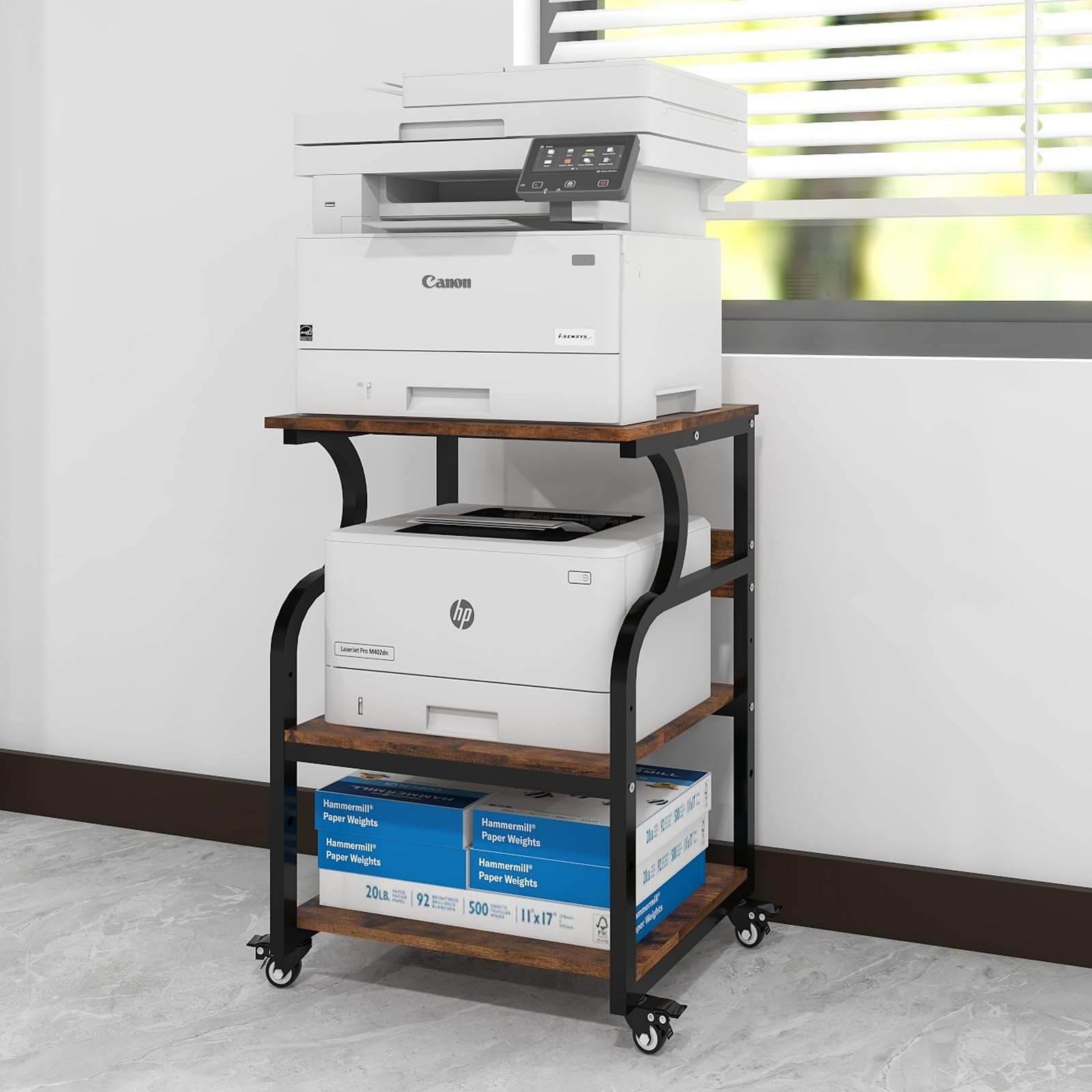 Puncia Supporto per Stampante Mobile 60x50x75CM, Marrone