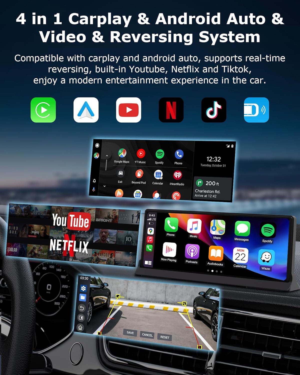 Schermo Auto Carplay Android Auto 10.26 Pollici - immagine 2