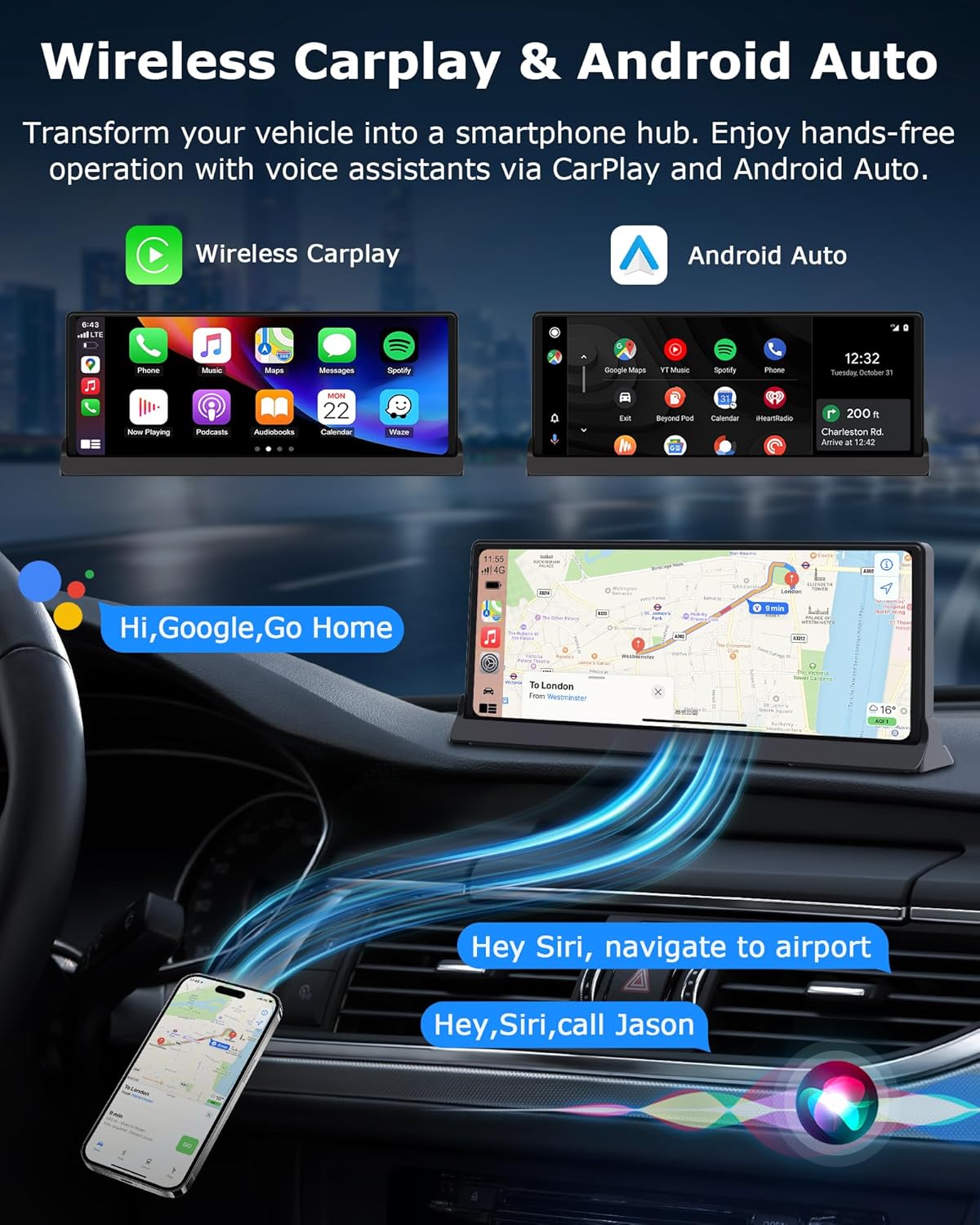 Schermo Auto Carplay Android Auto 10.26 Pollici - immagine 4