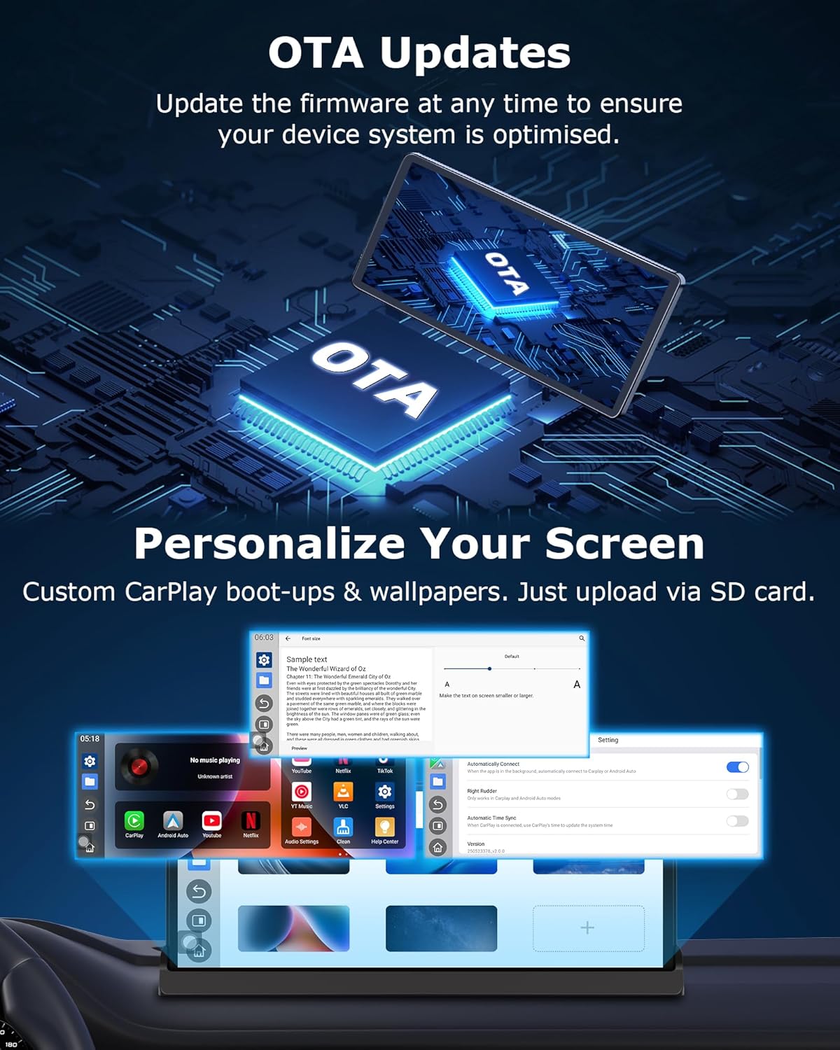Schermo Auto Carplay Android Auto 10.26 Pollici - immagine 7
