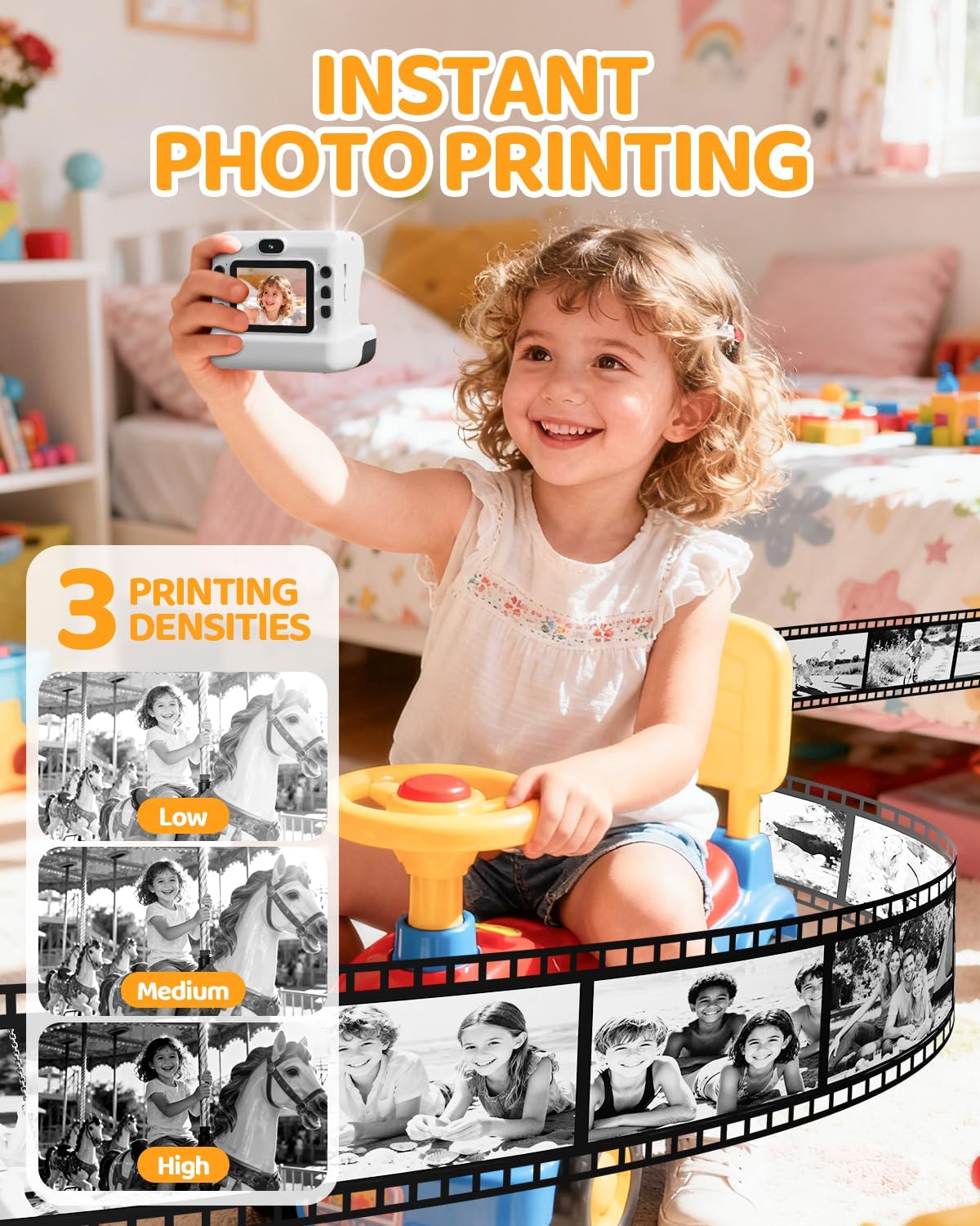 Calinegam Macchina Fotografica Bambini Istantanea HD 1080P - immagine 3