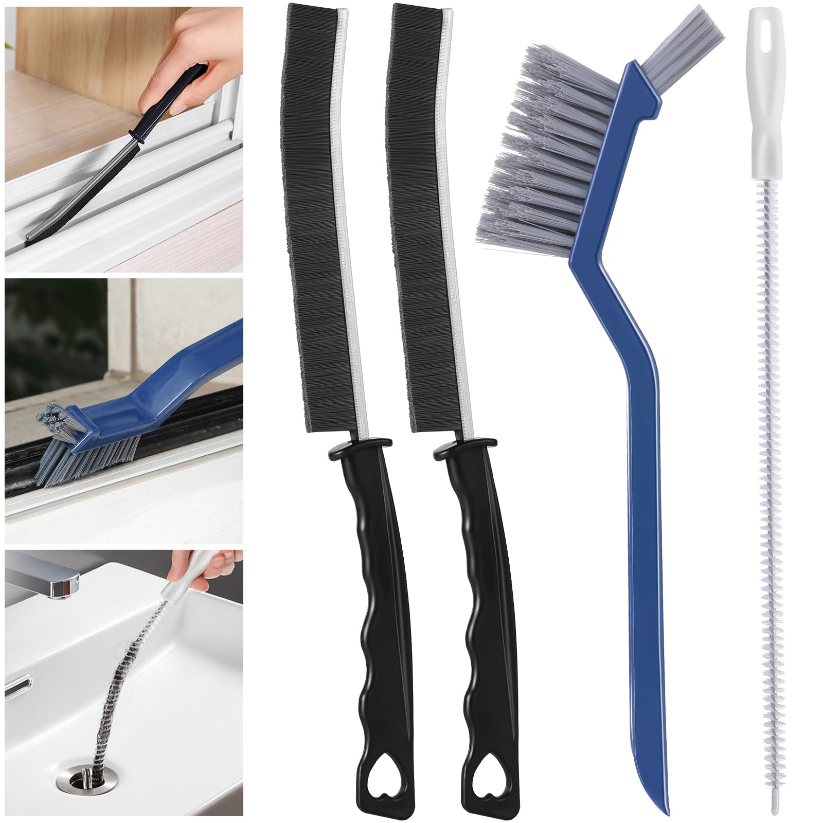 4 Pezzi Spazzole Multifunzionali per Pulizia Fessure