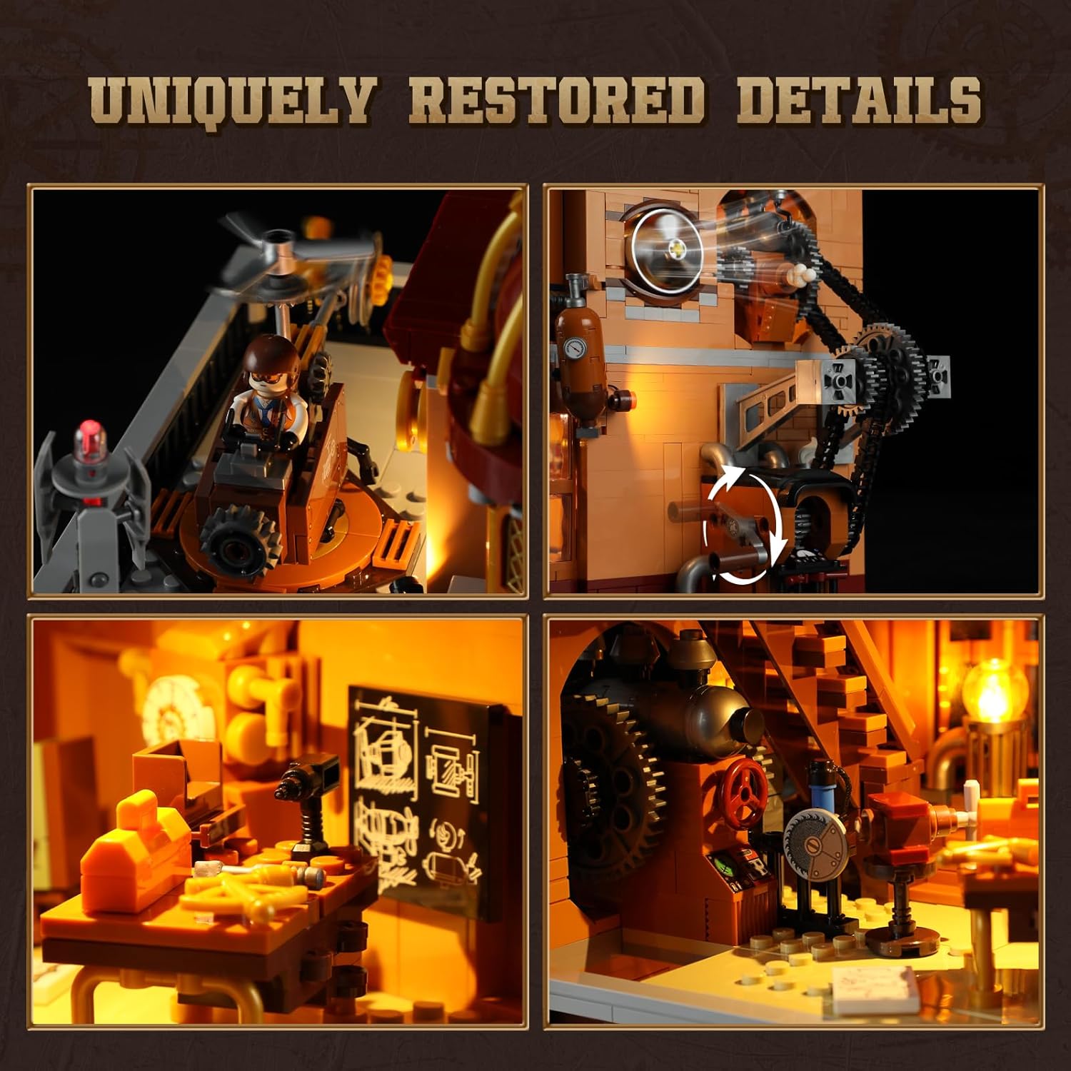 FUNWHOLE Steampunk - Set Mattoncini Illuminati 1858 pezzi - immagine 4