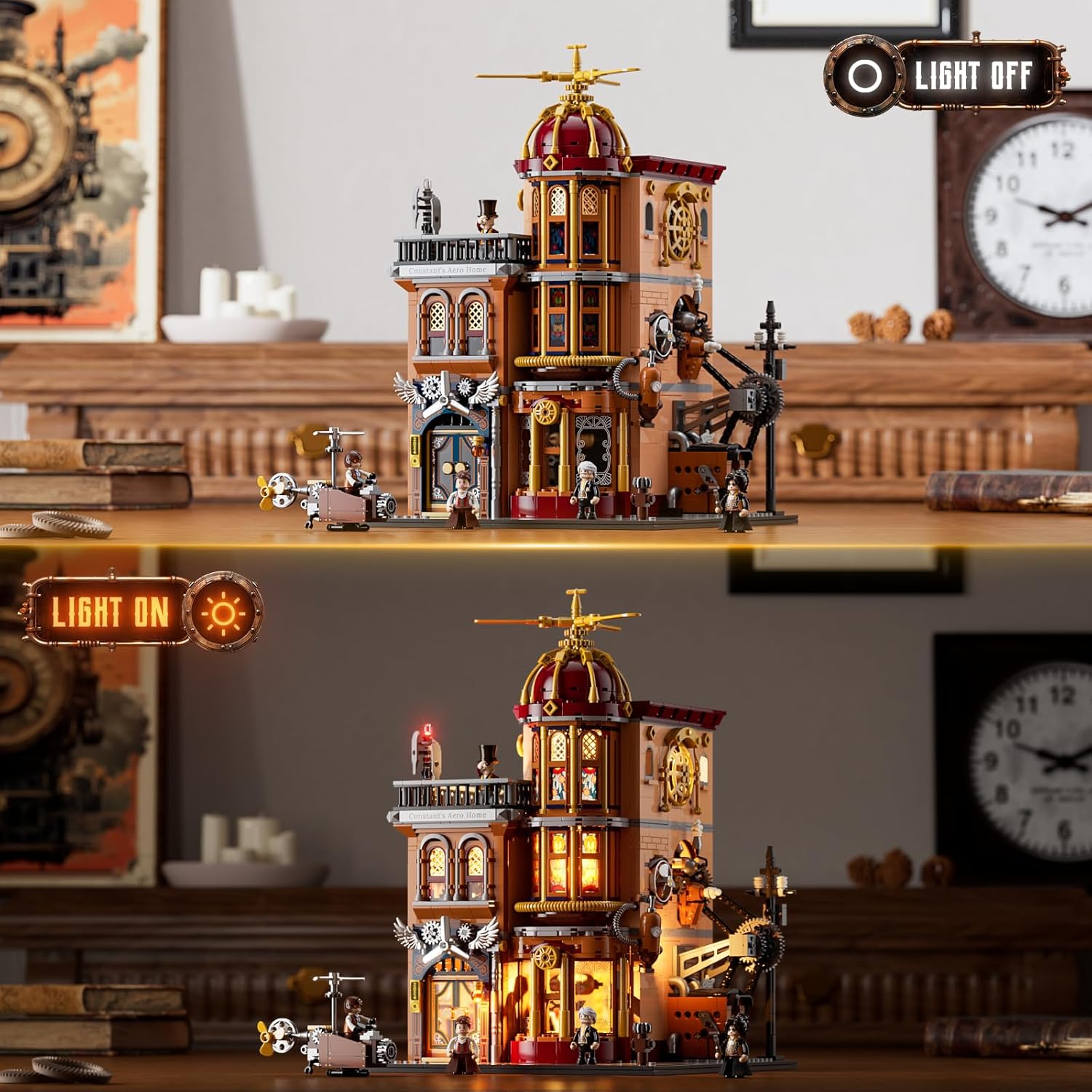 FUNWHOLE Steampunk - Set Mattoncini Illuminati 1858 pezzi - immagine 5