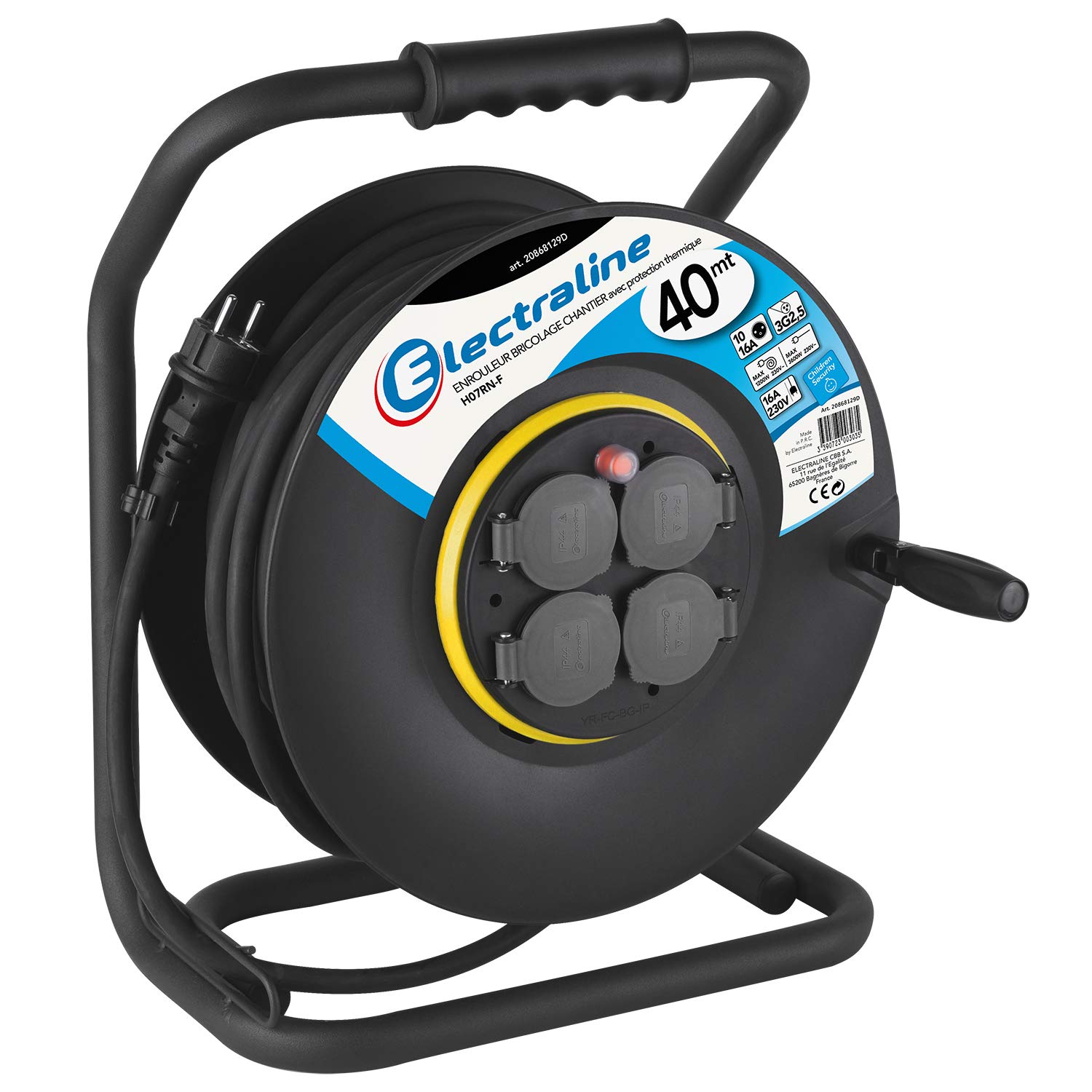 Electraline 20868129d Serie avvolgicavo 40 m Nero