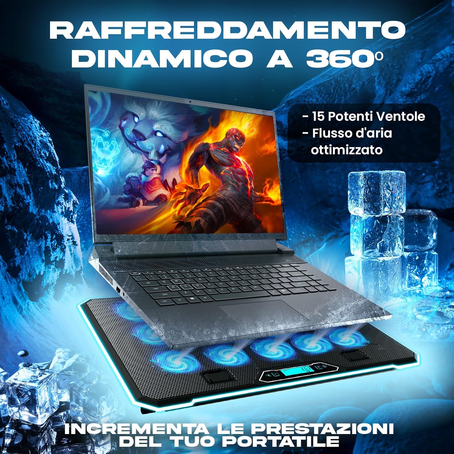 Klim V15 Base Raffreddamento Gaming Notebook 17" - immagine 2