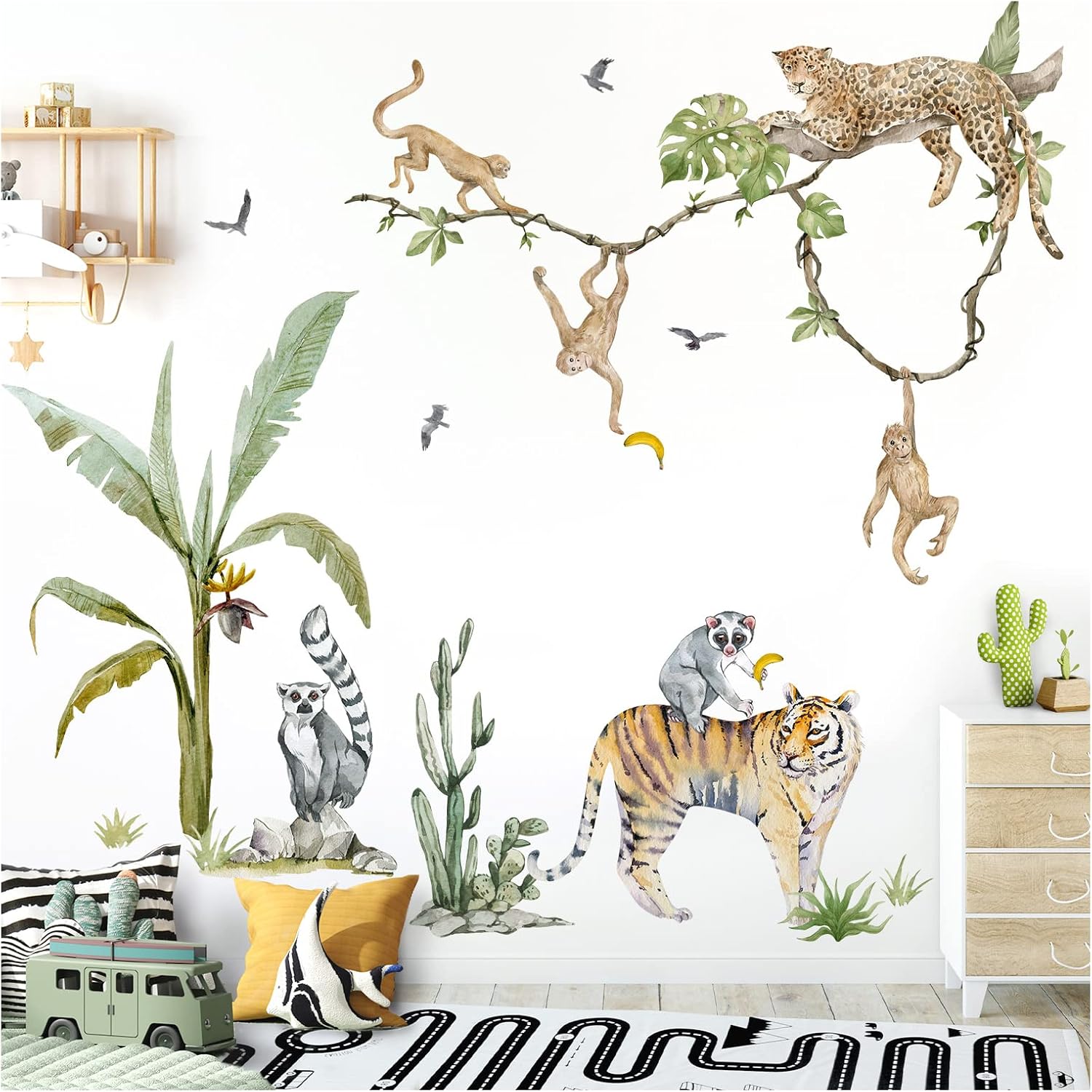 Grandora Adesivo da parete XXL con albero Safari DL768-5