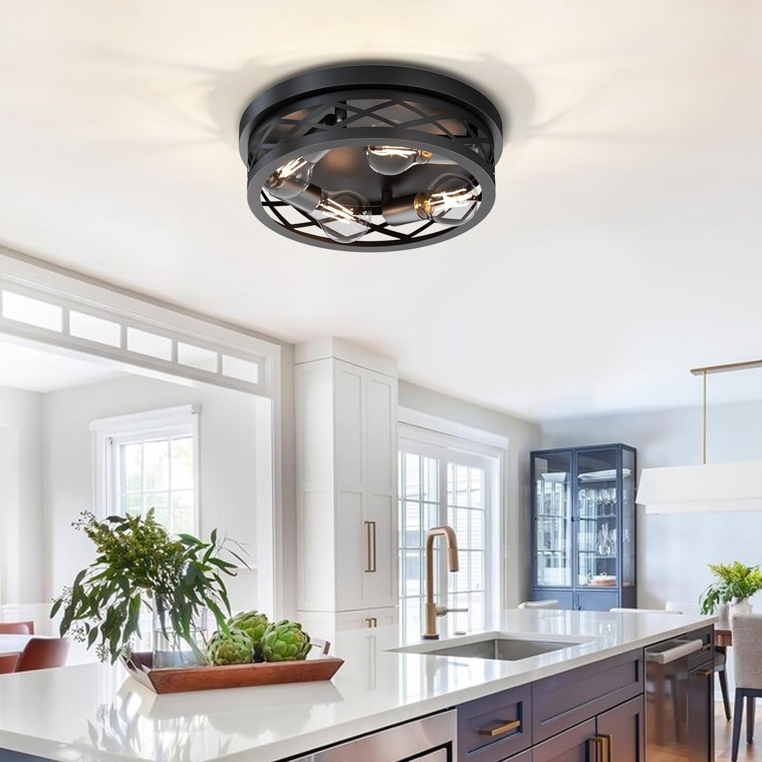 Lvwit Plafoniere da Soffitto E27 Rustica Nera 35CM - immagine 5