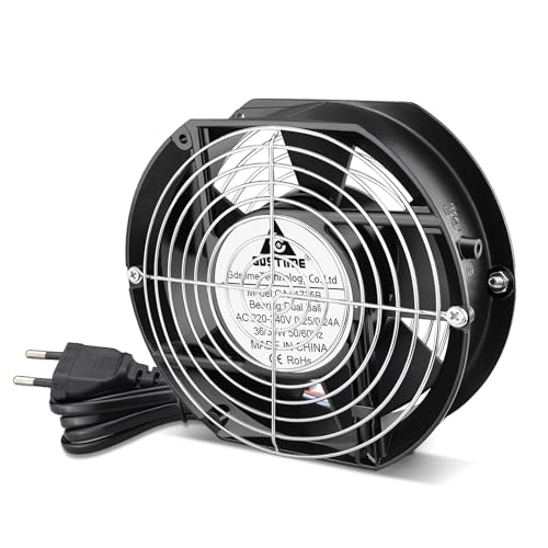 GDSTIME Ventilatore Axial 220 V, 172 x 150 x 51 mm, potente ventilatore 220 V, con cuscinetto a sfera, 205 CFM, telaio metallico per PC raffreddamento ventilazione