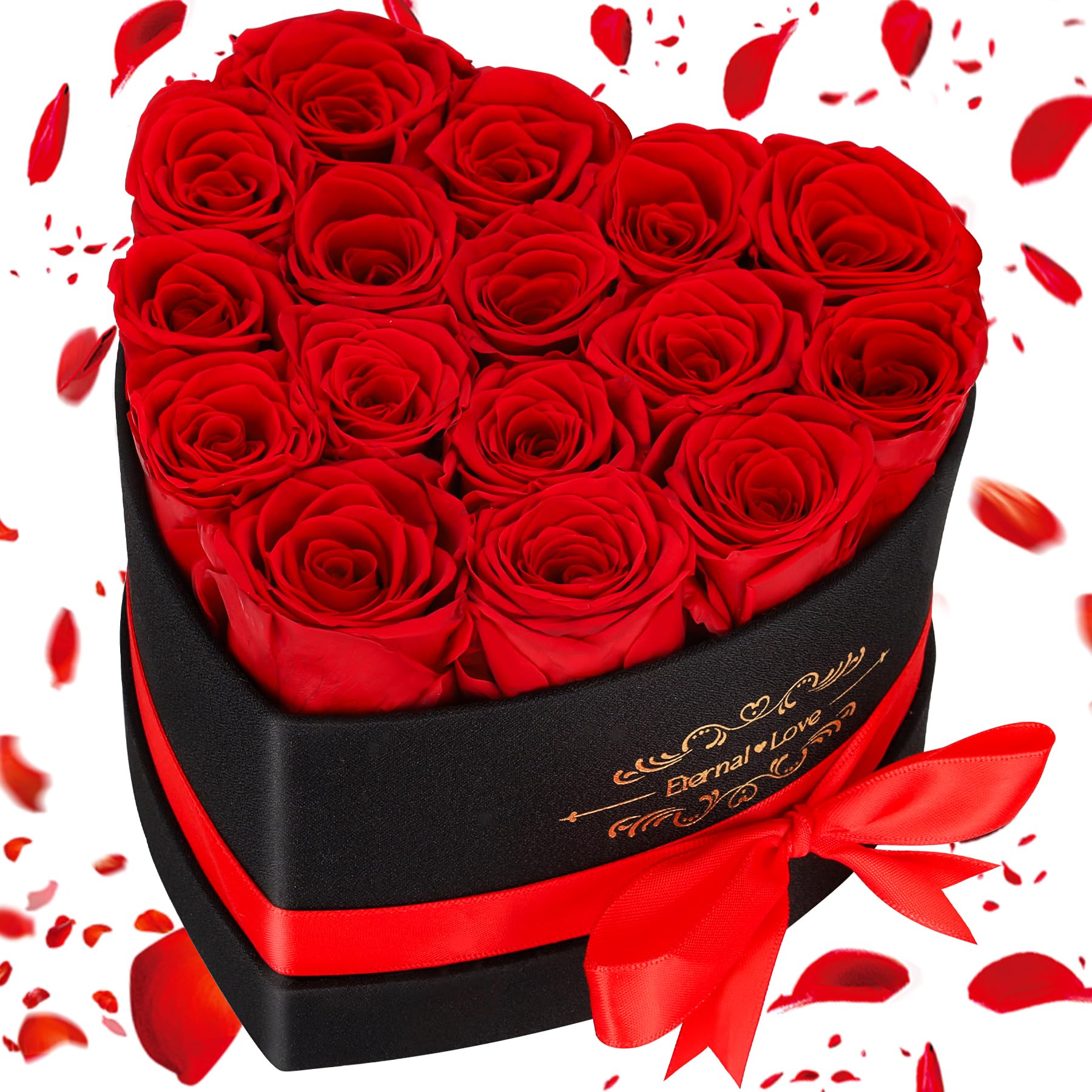 16 Rose Eterne Rosse in Scatola Regalo Cuore