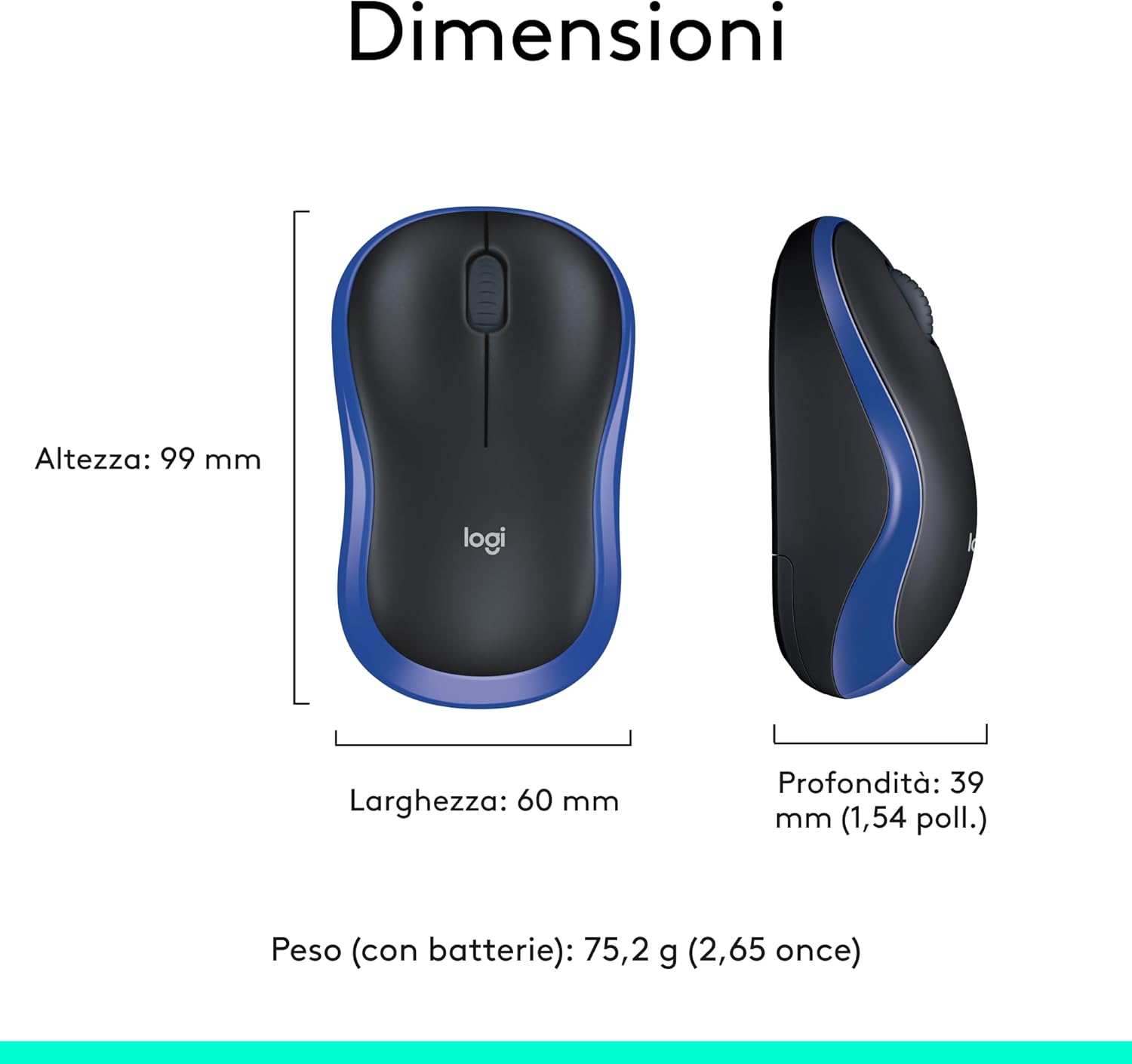 Logitech M185 Mouse Wireless Blu - immagine 10