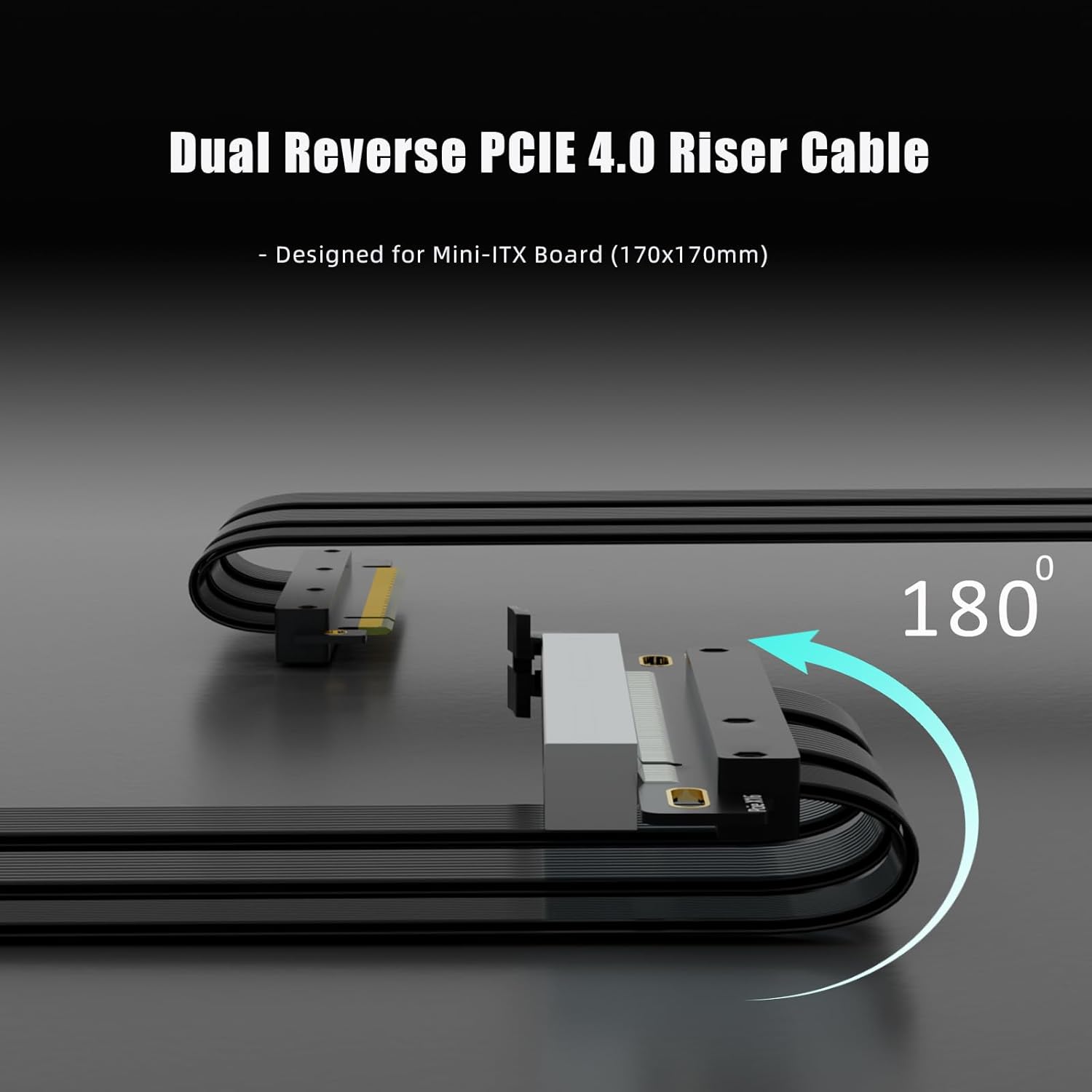 Glotrends Cavo Riser PCIE 4.0 Doppio Inverso, Nero - immagine 3