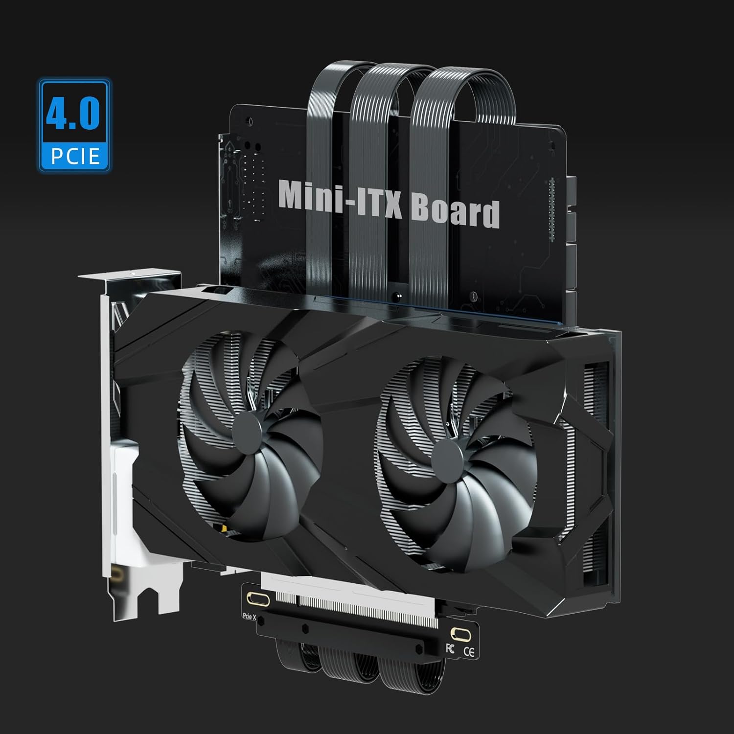 Glotrends Cavo Riser PCIE 4.0 Doppio Inverso, Nero - immagine 4