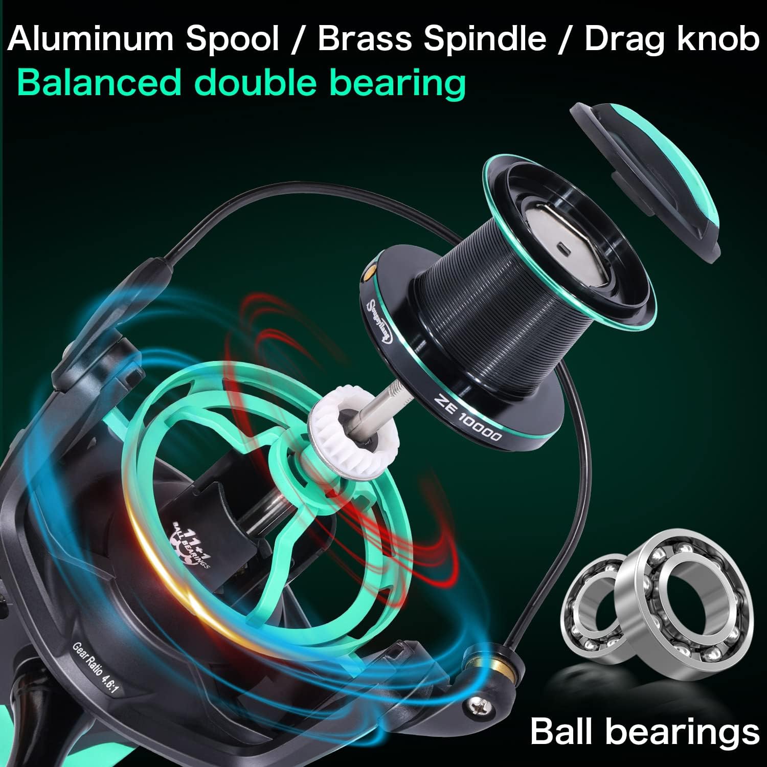 Sougayilang Mulinello da Pesca Surf 11+1BB Serie 10000 - immagine 5