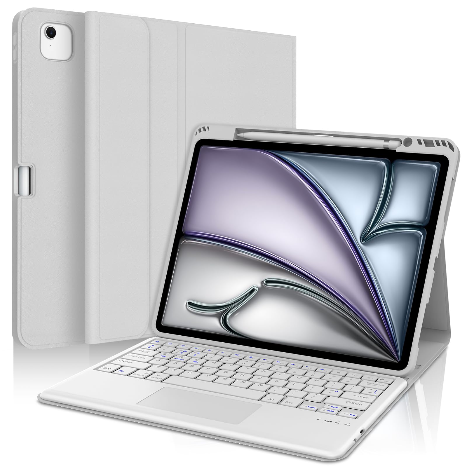 Sengbirch AZERTY - Custodia Tastiera per iPad Air 13" (Grigio)