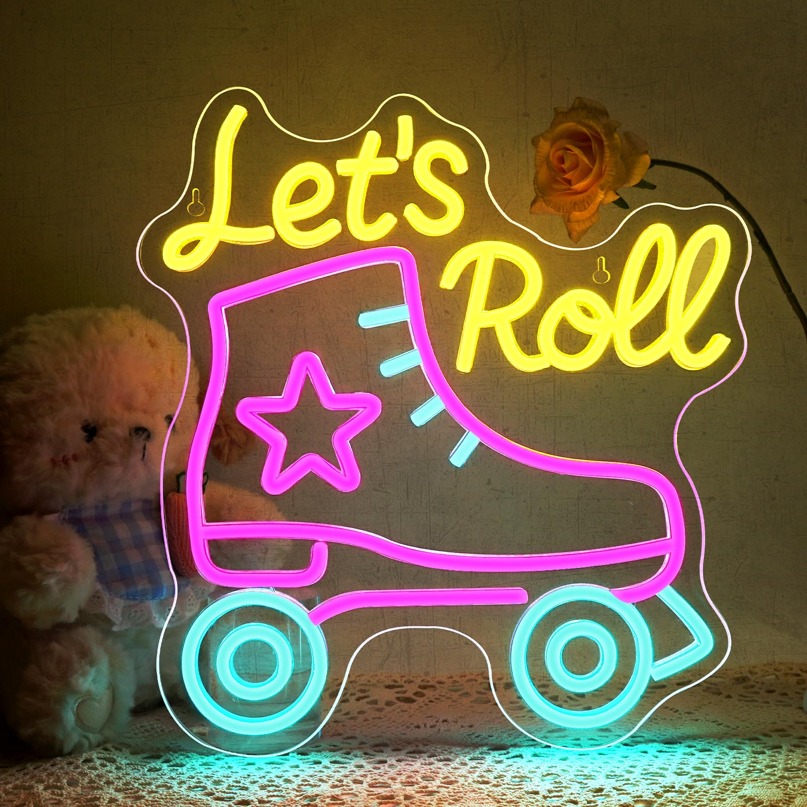 ineonlife Let's Roll - Scritta Neon LED Pattini a Rotelle