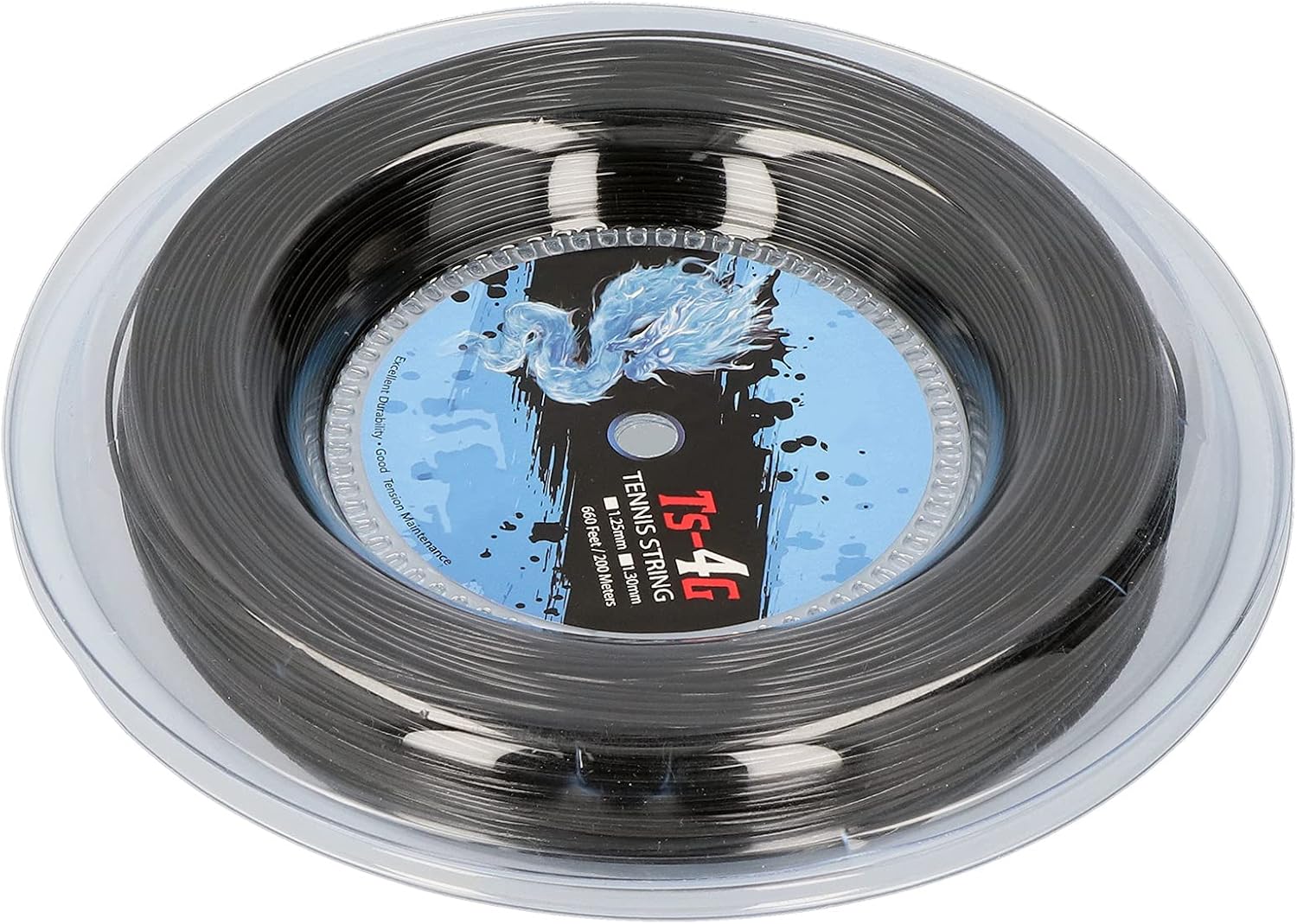 KIMISS Bobina Corde Tennis Poliestere 200M, Nero - immagine 1