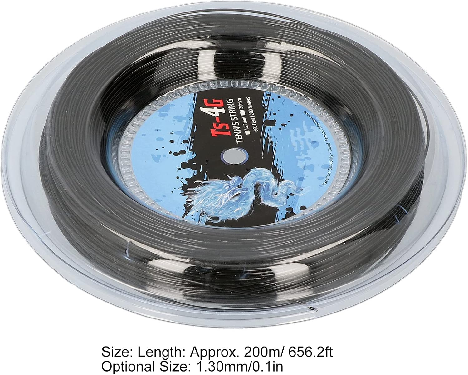 KIMISS Bobina Corde Tennis Poliestere 200M, Nero - immagine 2