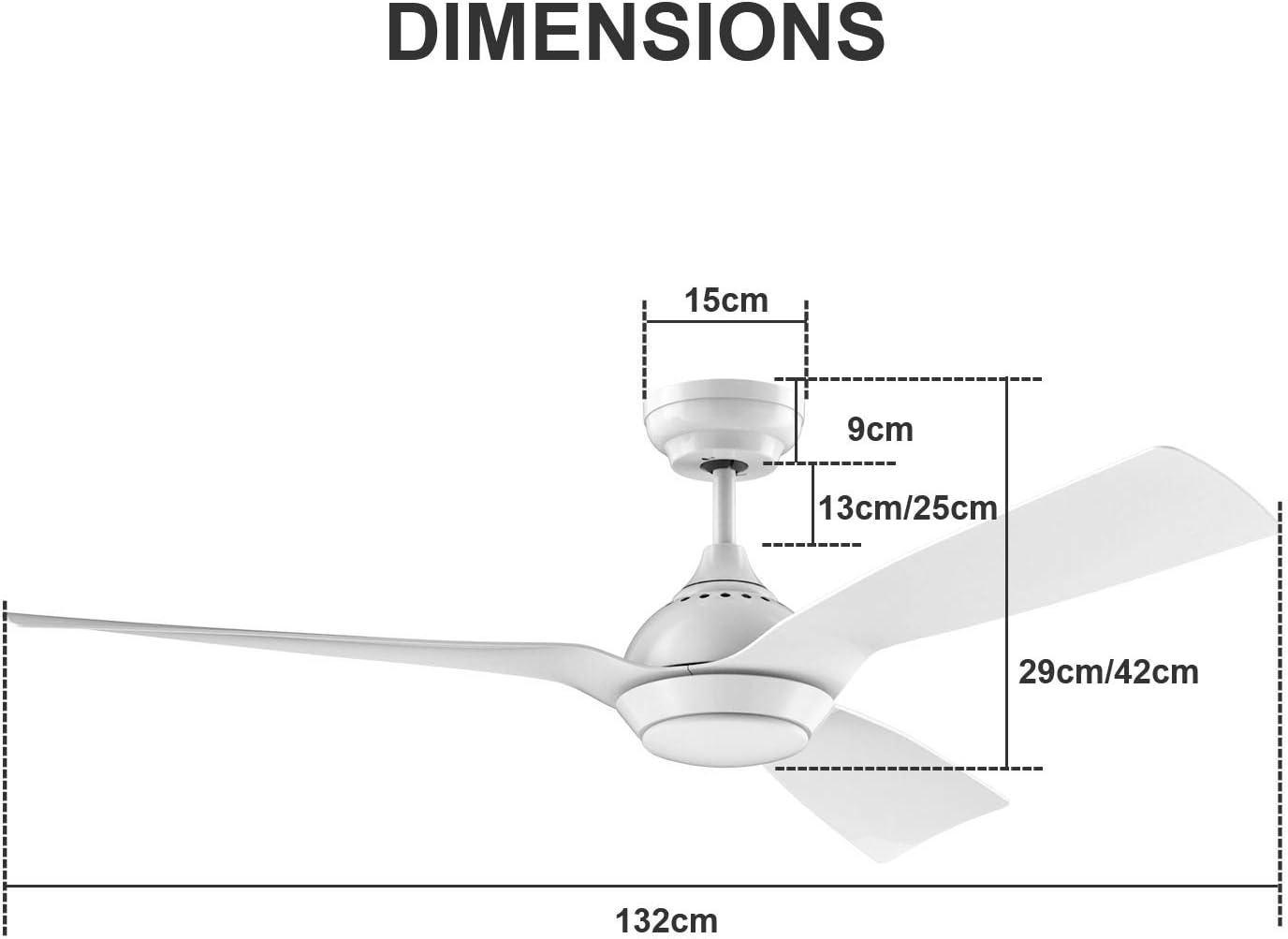 Reiga Ventilatore da Soffitto 132CM con Luce e Telecomando - immagine 6