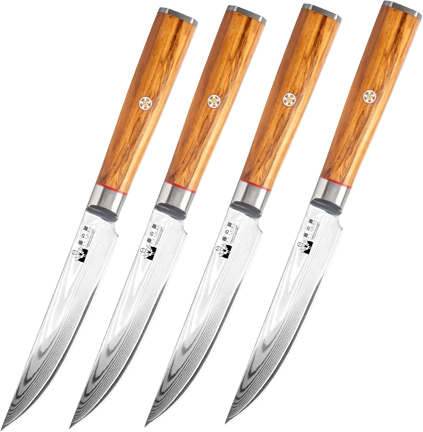 Fujuni Set Coltelli da Bistecca 4 Pezzi - Lama Damasco