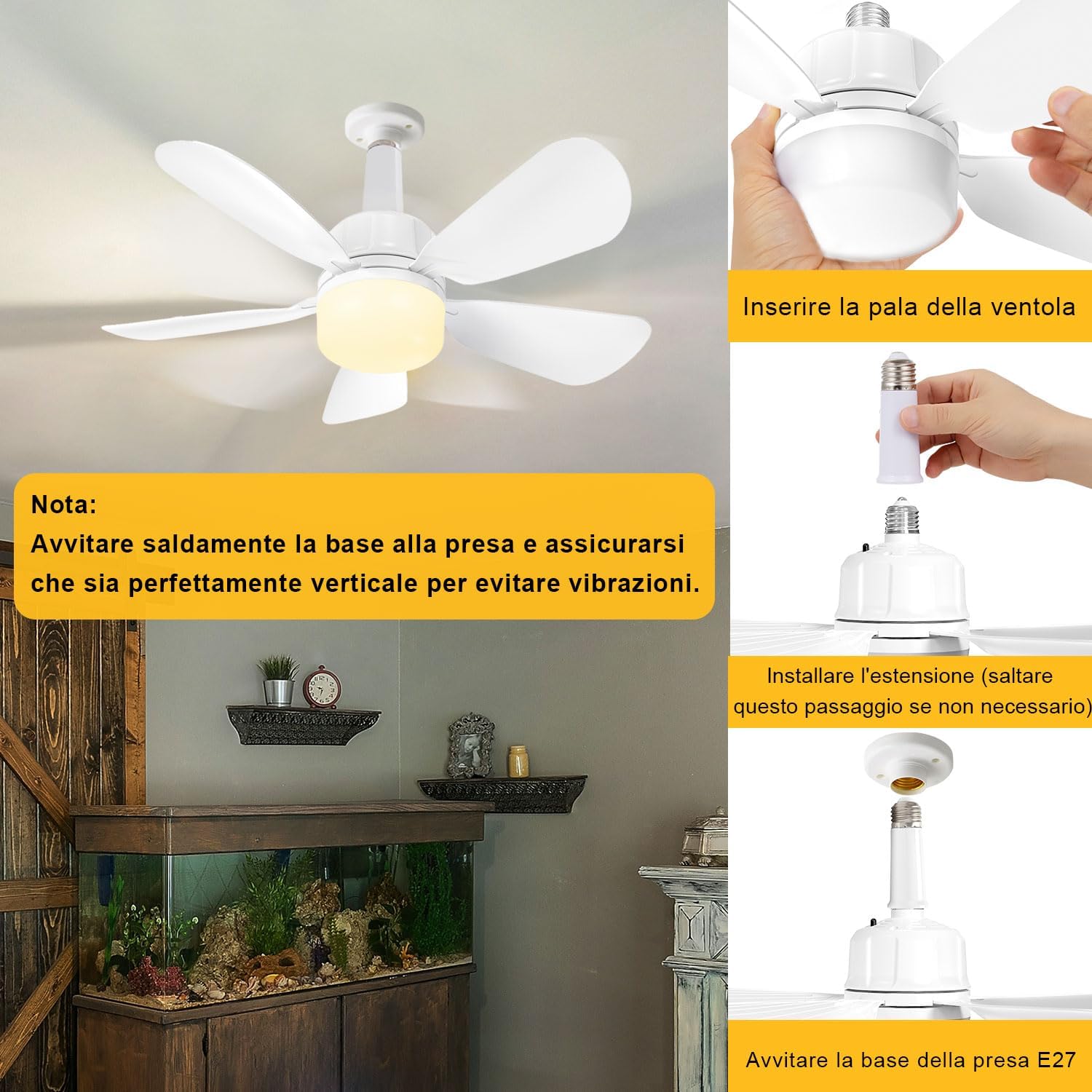 Gliztech Ventilatore a Presa E27 con Luci e Telecomando 50CM - immagine 4