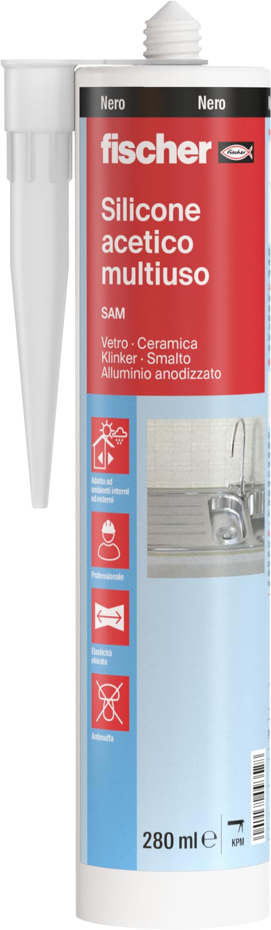 Fischer Silicone Acetico Multiuso Nero SAM 280 ml