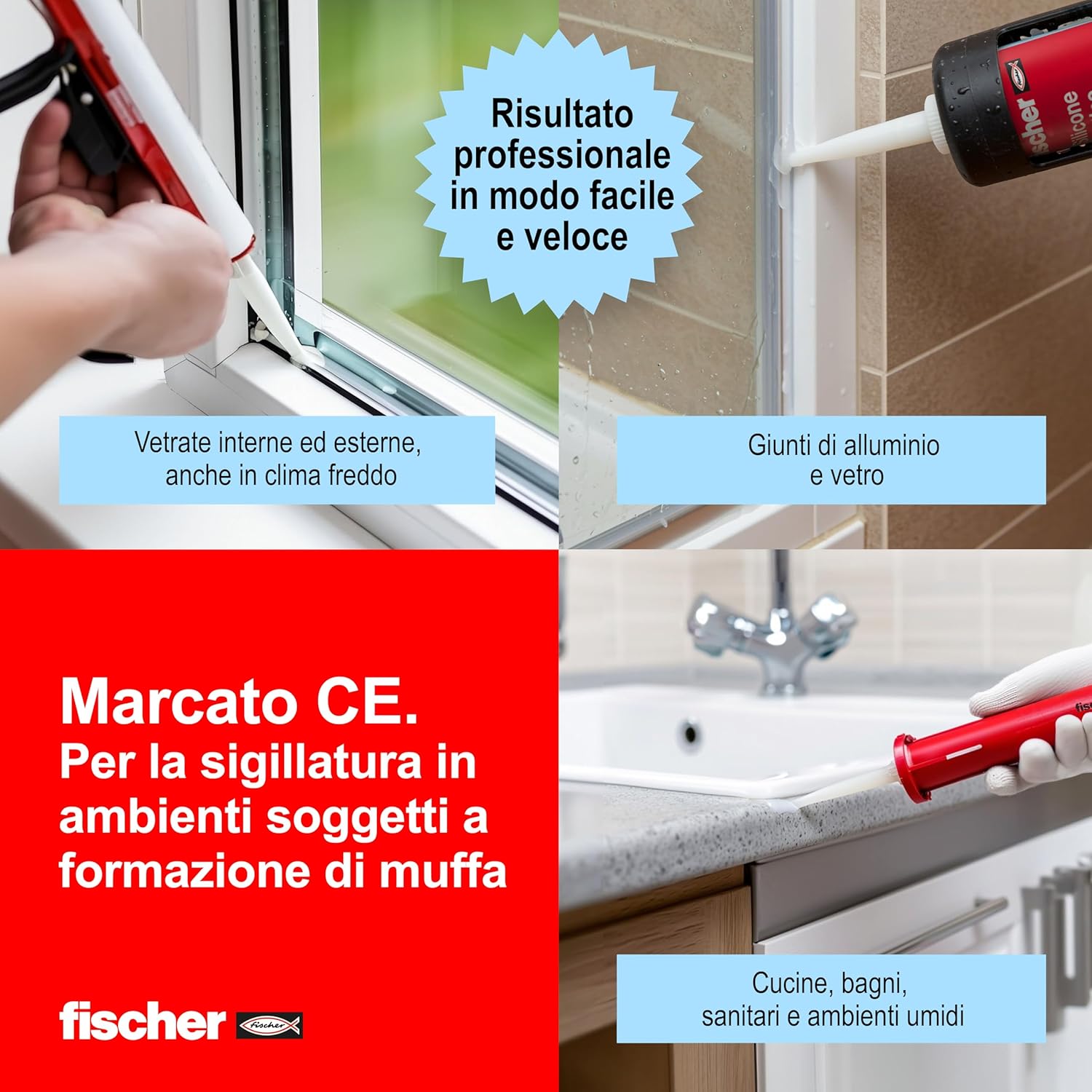 Fischer Silicone Acetico Multiuso Nero SAM 280 ml - immagine 3