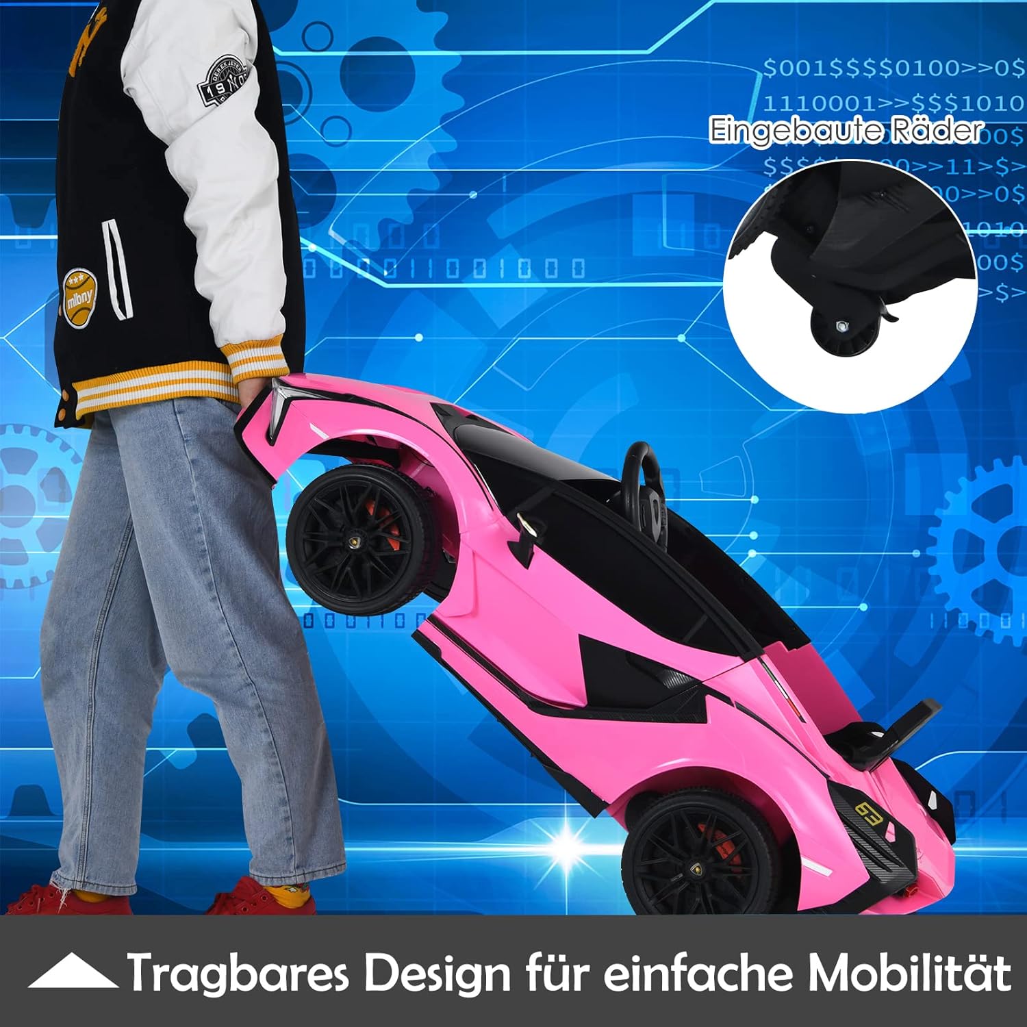 Goplus Auto Elettrica Lamborghini per Bambini, Rosa - immagine 7