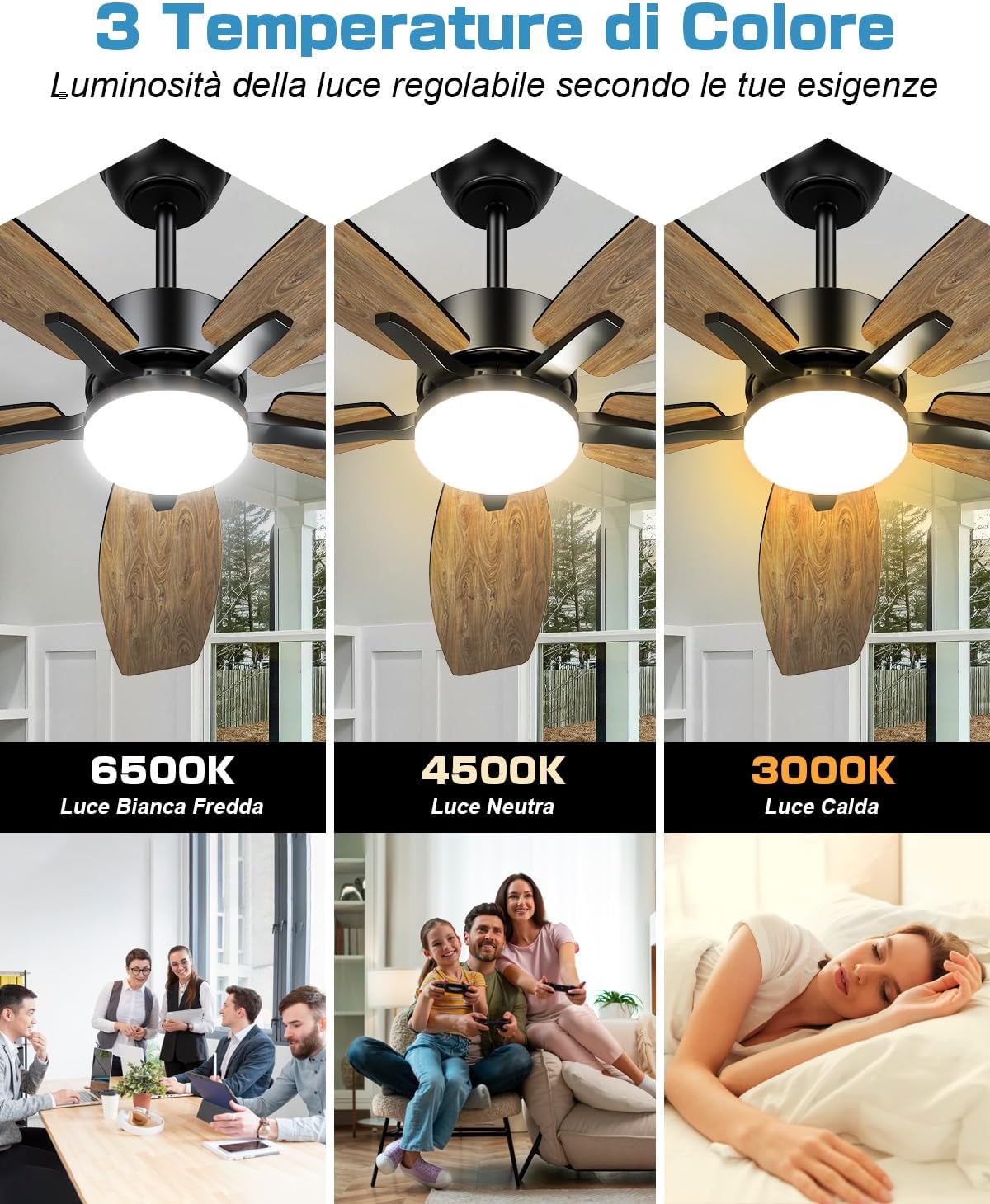 Airwit Ventilatore da Soffitto con Luce 106cm - immagine 3