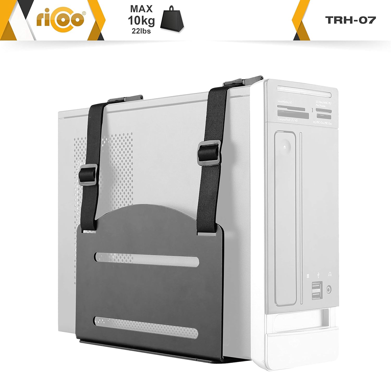 Ricoo Supporto PC Parete TRH07 per CPU Tower, Nero - immagine 2