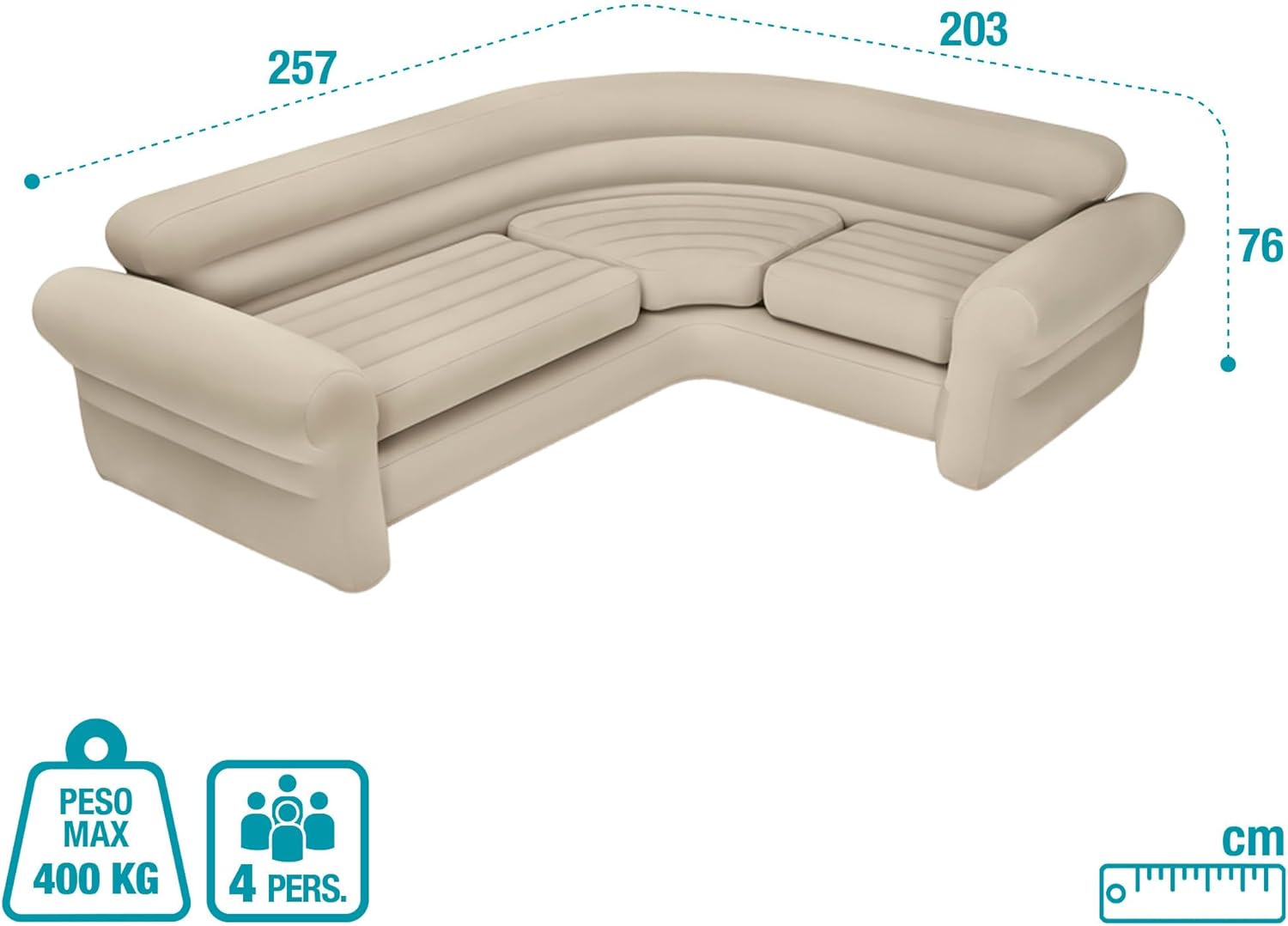 Intex 68575NP - Sofà Gonfiabile Angolare Beige - immagine 3