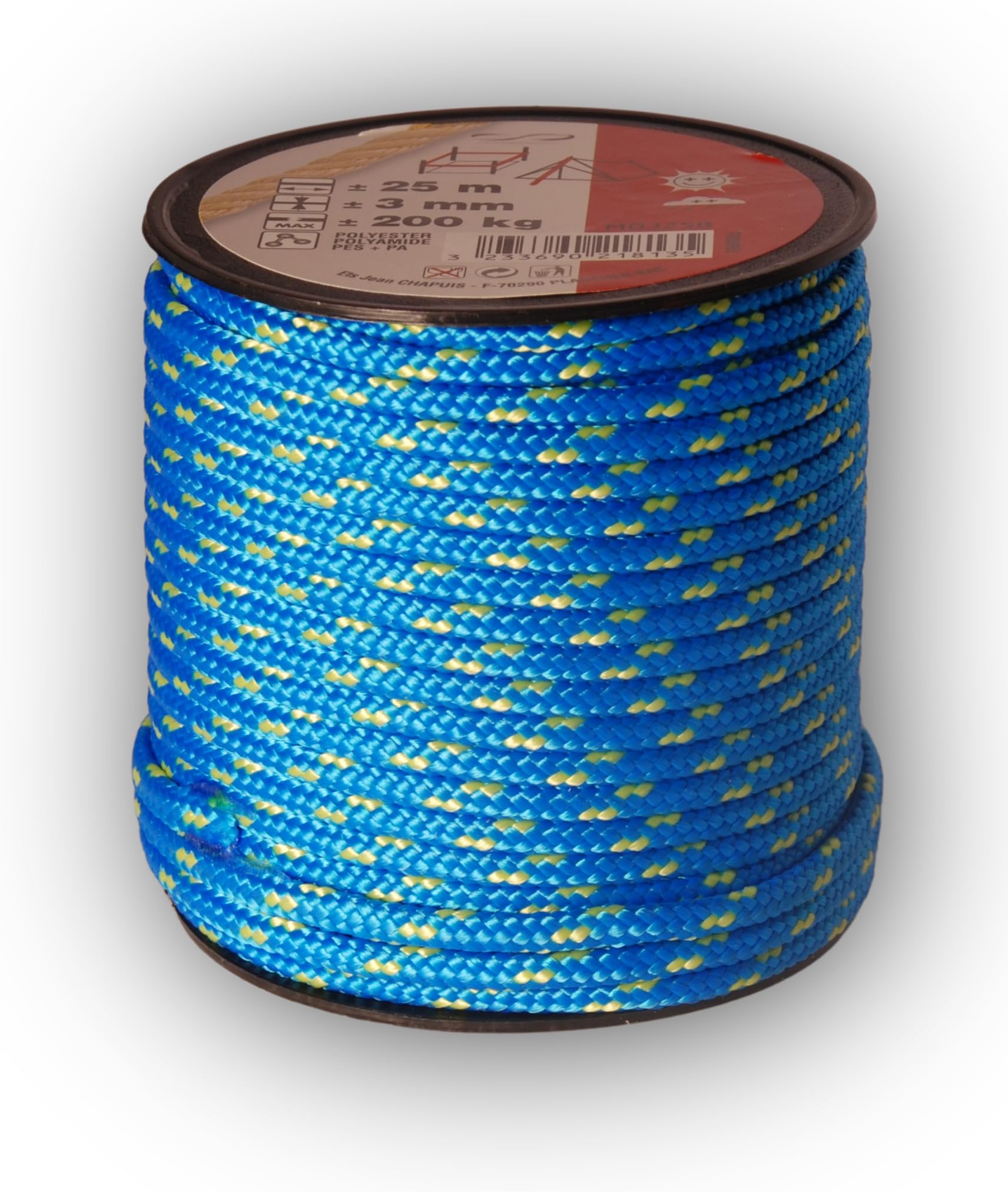 Chapuis MO325B Drizza Poliestere 3mm x 25m Blu/Giallo
