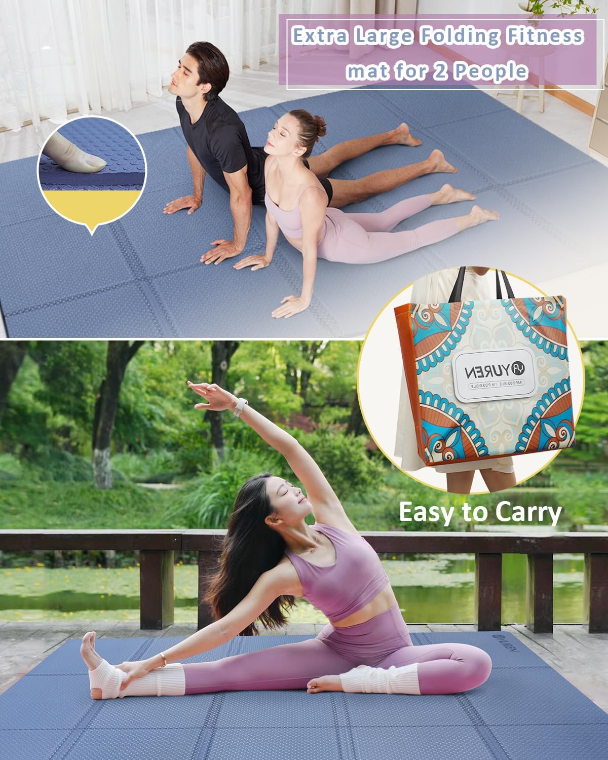 Rytmat Tappetino Yoga Pieghevole TPE 200x130cm - immagine 2