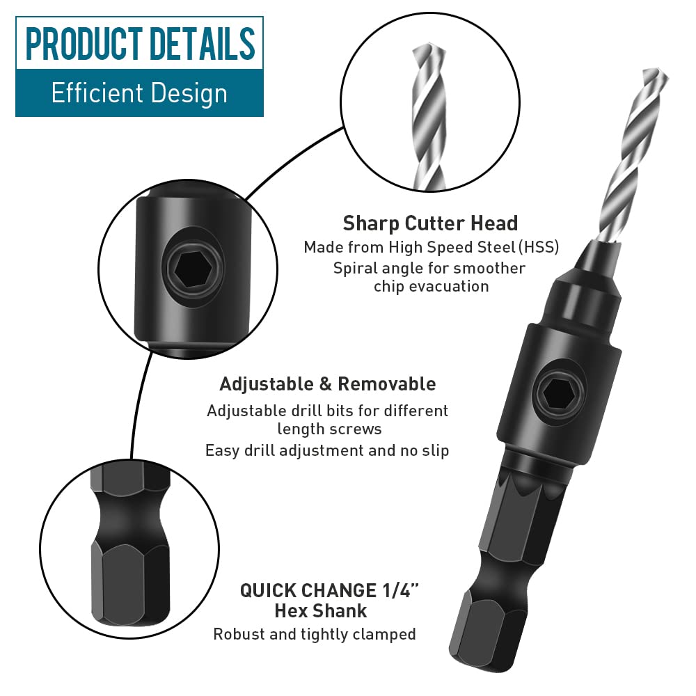 Set Punte da Trapano per Svasare (5 Pezzi) - immagine 3