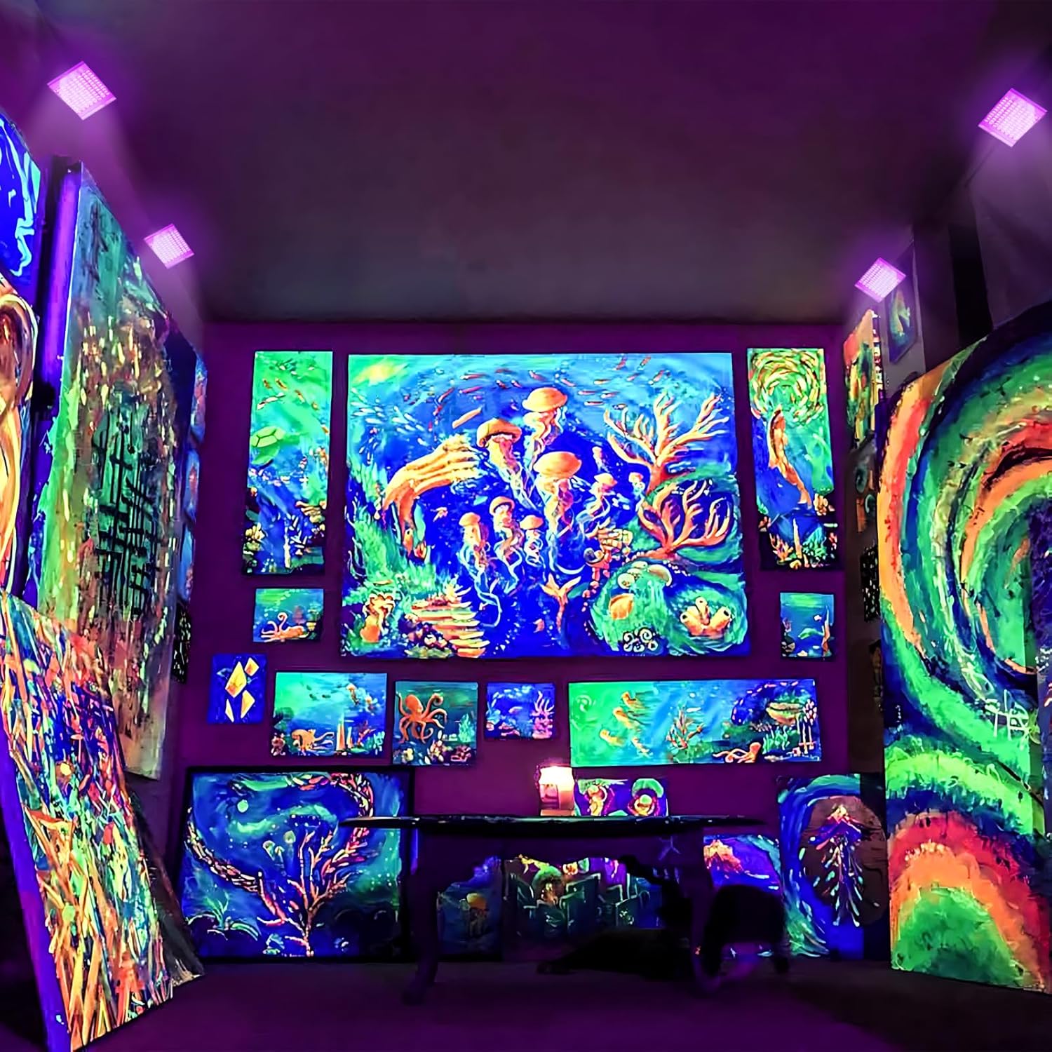 GKT 2 Pezzi 100W LED Luce Nera UV IP66 Impermeabile - immagine 3