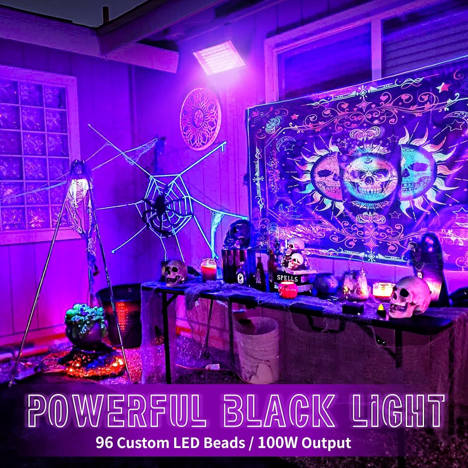 GKT 2 Pezzi 100W LED Luce Nera UV IP66 Impermeabile - immagine 4