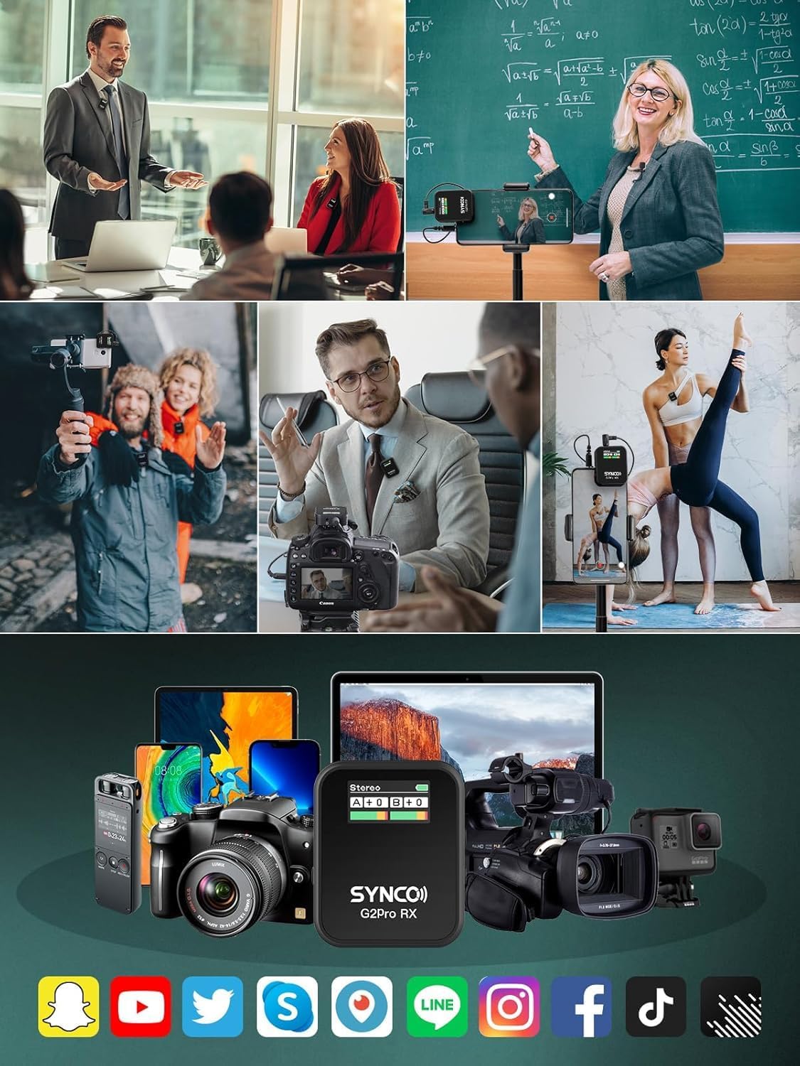 Synco G2(A2) Pro - Microfono Lavalier Wireless 2.4G Dual - immagine 6