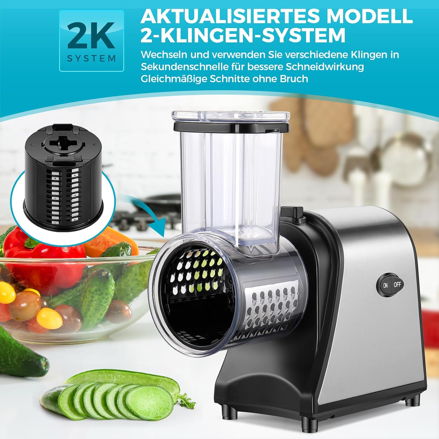 Meykey Taglierina Elettrica per Verdure 250W - immagine 8