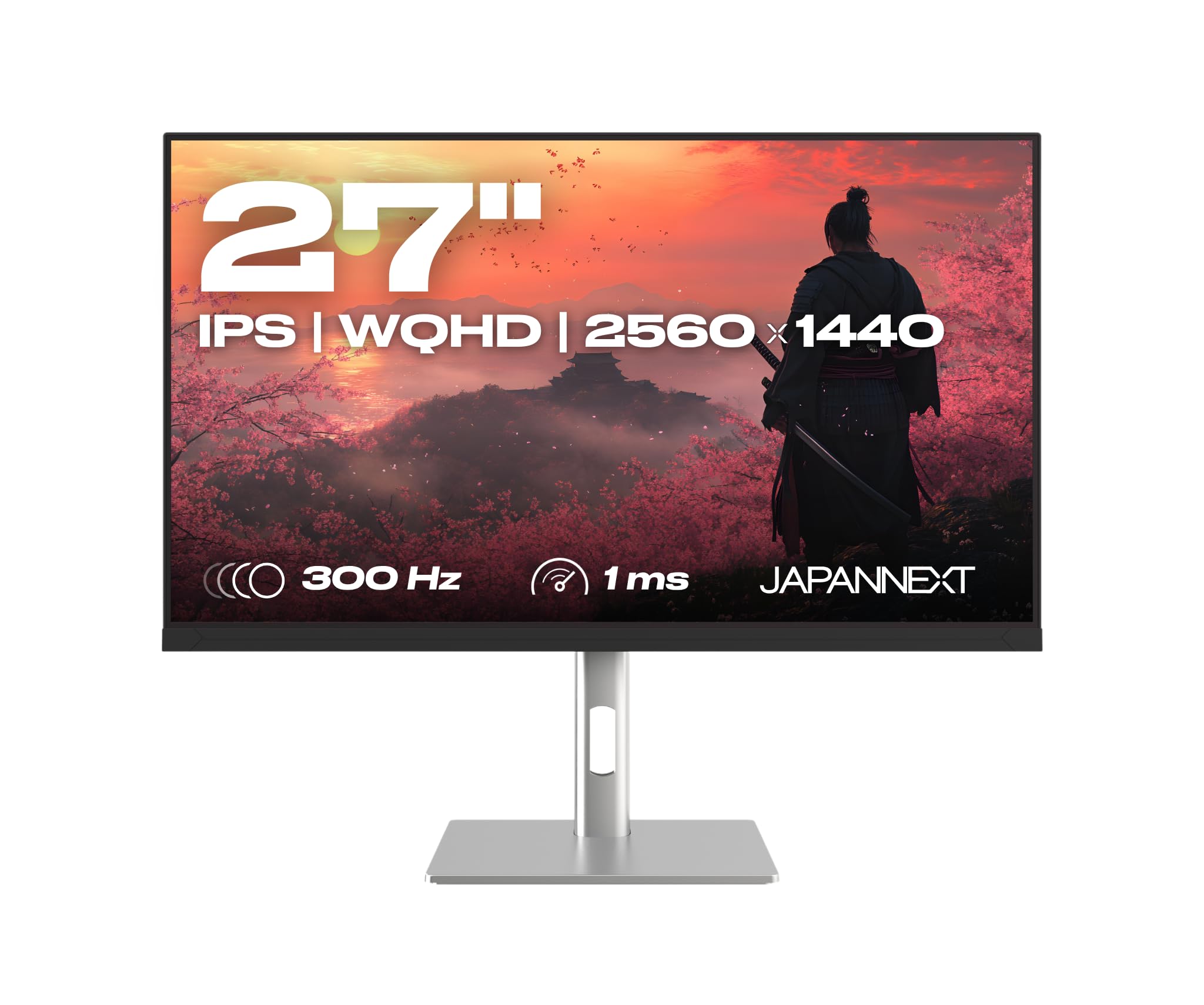 JapanNext Monitor Gaming 27" IPS WQHD (2560x1440) 300Hz 1ms | HDR | Altezza e inclinazione regolabili (HSP) Altoparlanti integrati | 100% sRGB G-Sync/FreeSync | JN-IPS27G300Q-HSP