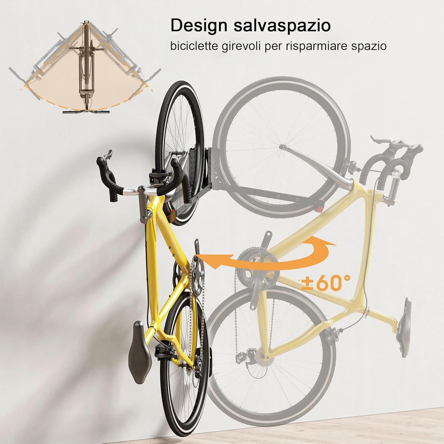 Mimoke Supporto da Parete per Bicicletta Salvaspazio - immagine 3