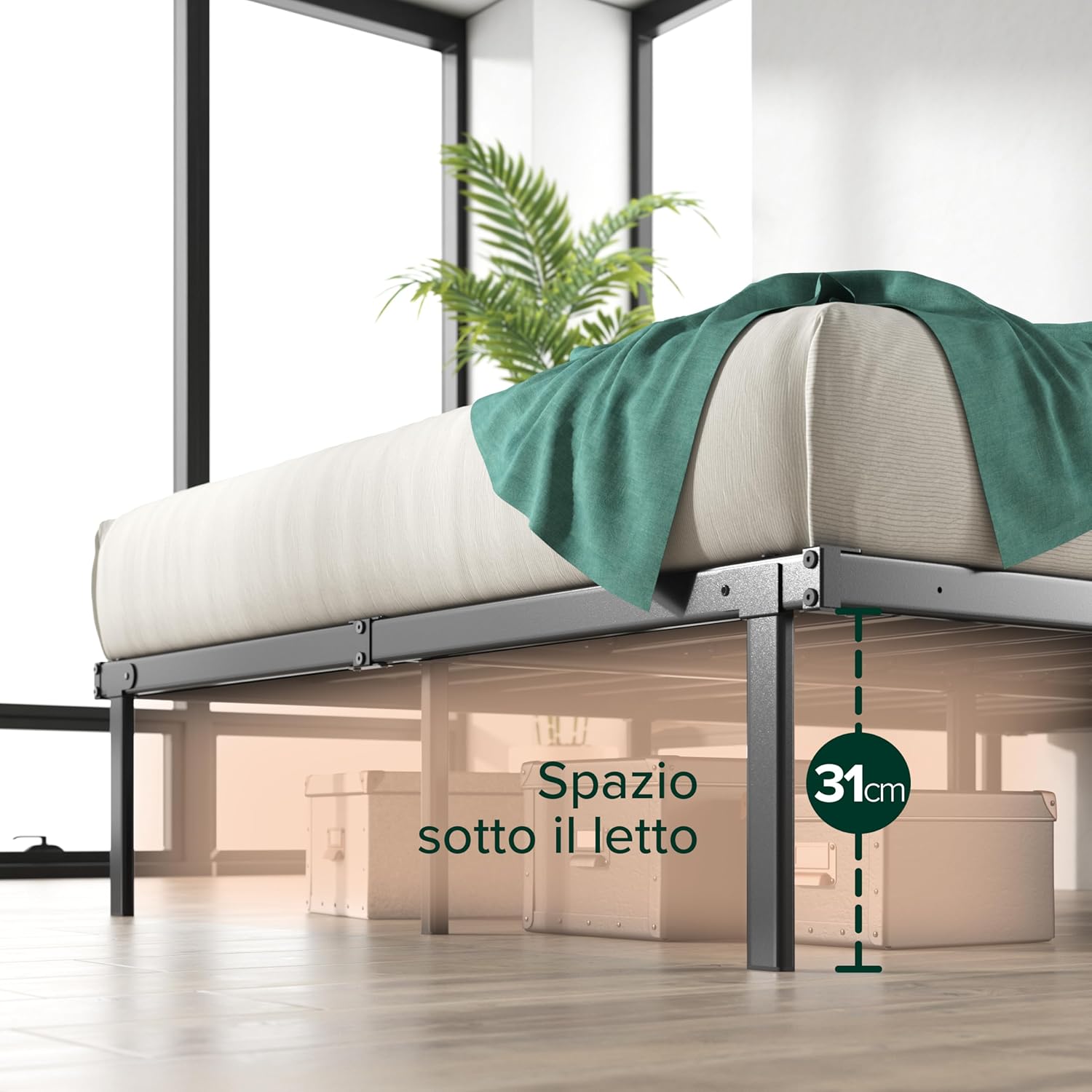 Zinus Caleb - Struttura Letto 80x190cm Pieghevole - immagine 3