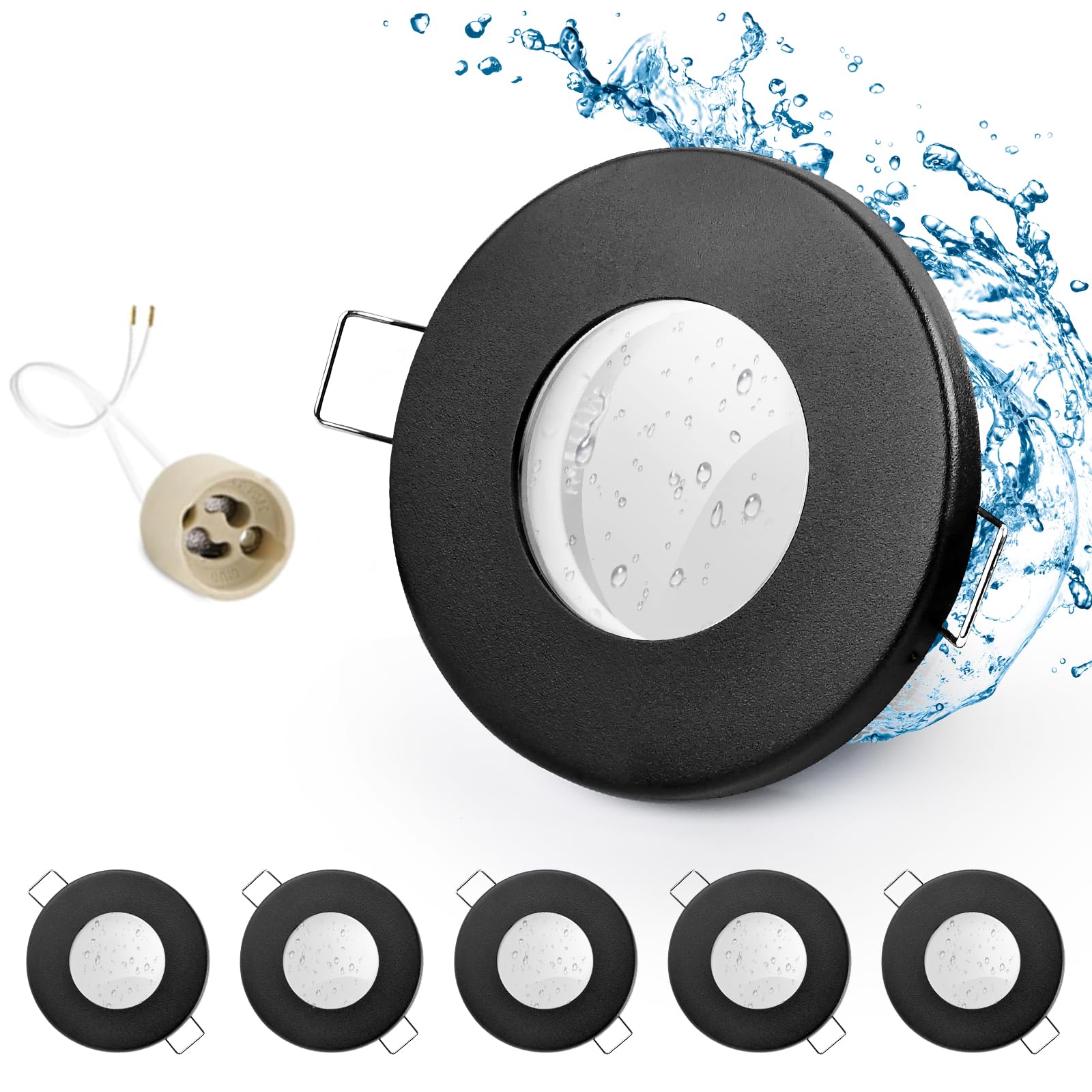 Geyoulux 6x Faretti LED da incasso IP65 GU10, Nero