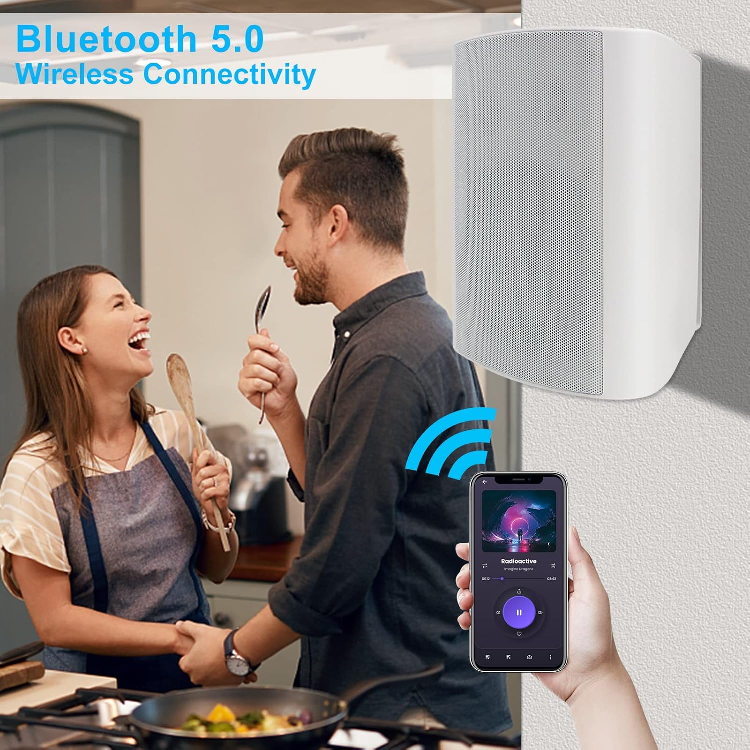 Herdio 6.5'' Diffusori da Esterno Bluetooth 400W, Bianco - immagine 2