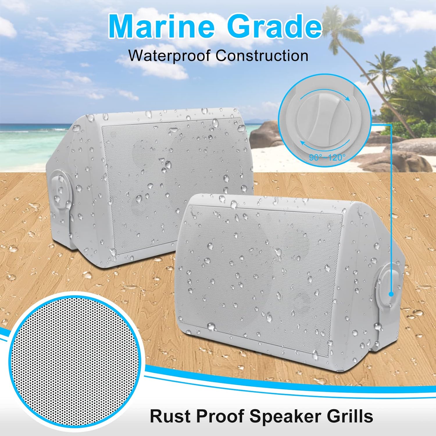 Herdio 6.5'' Diffusori da Esterno Bluetooth 400W, Bianco - immagine 5