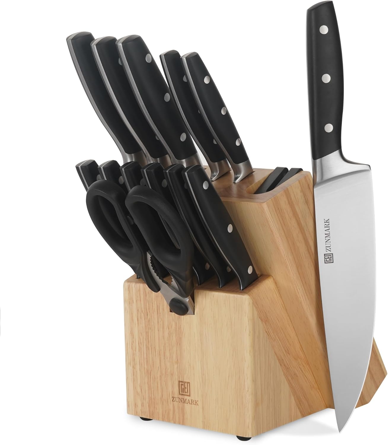 Zunmark Set Coltelli da Cucina 13 Pezzi con Blocco Legno