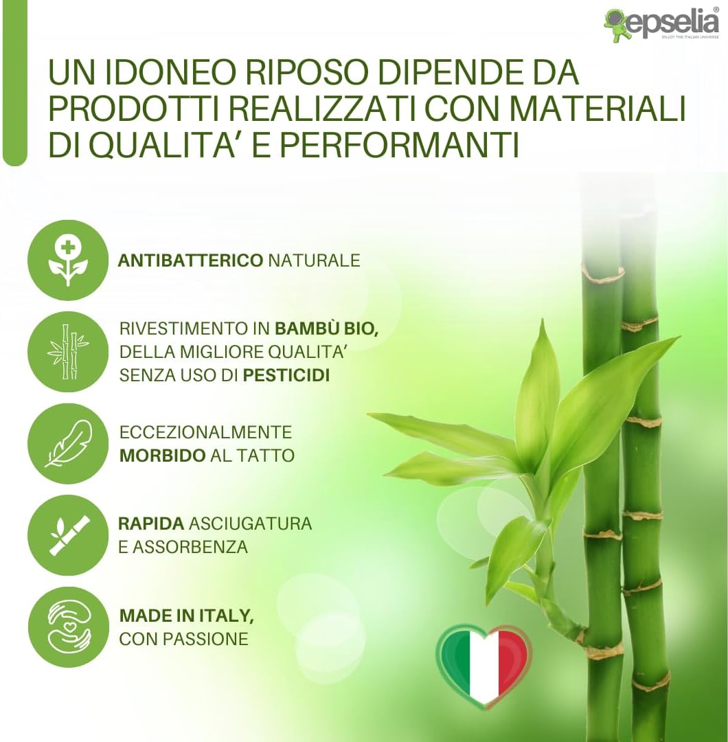 EPSELIA Cuscino Guanciale Memory Foam 70x40 H12 - immagine 5