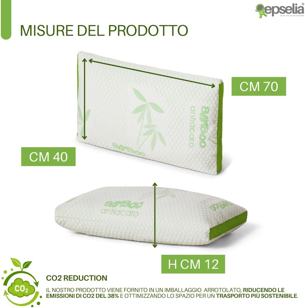 EPSELIA Cuscino Guanciale Memory Foam 70x40 H12 - immagine 6
