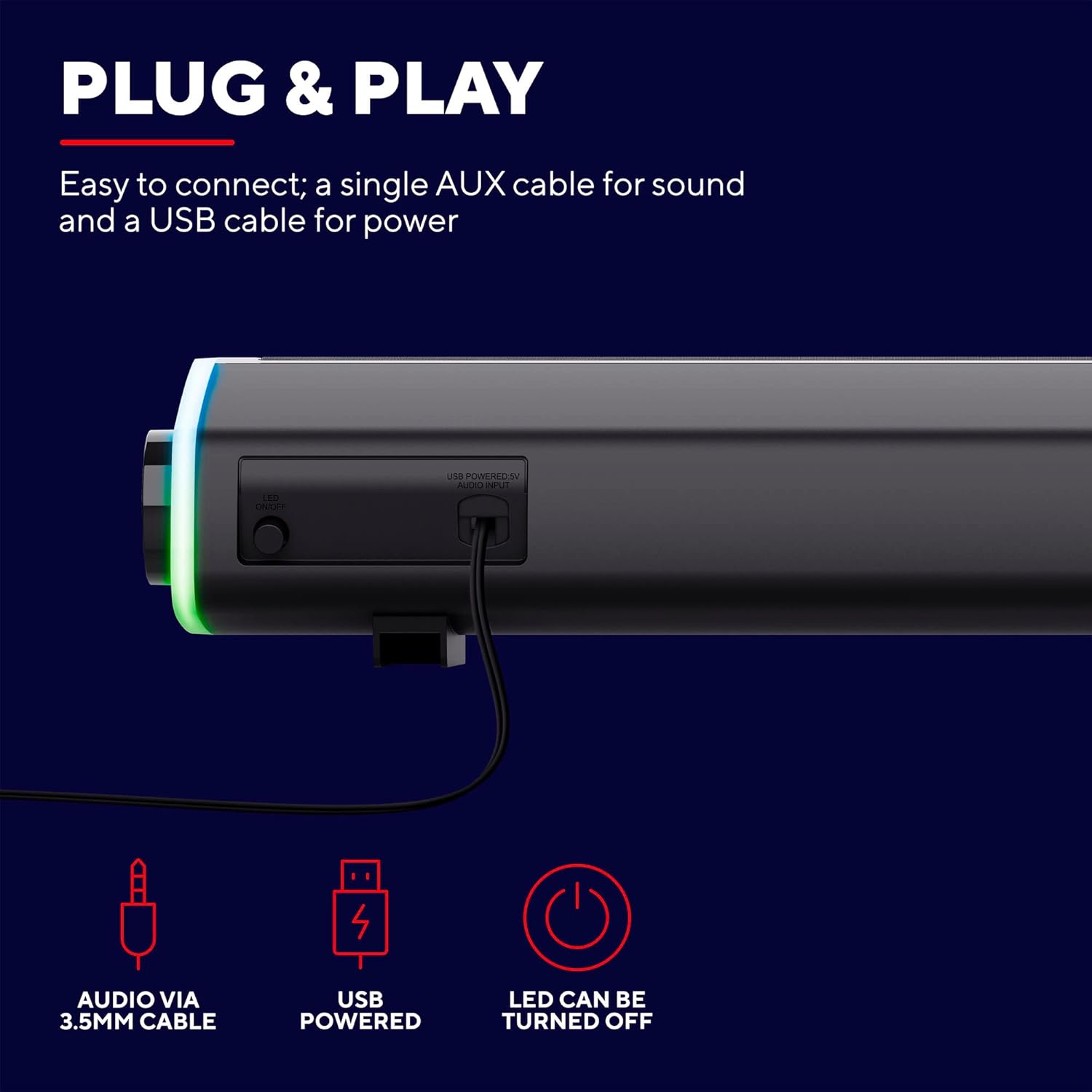 Trust Gaming GXT 620 Axon Soundbar RGB 12W, Nero - immagine 5